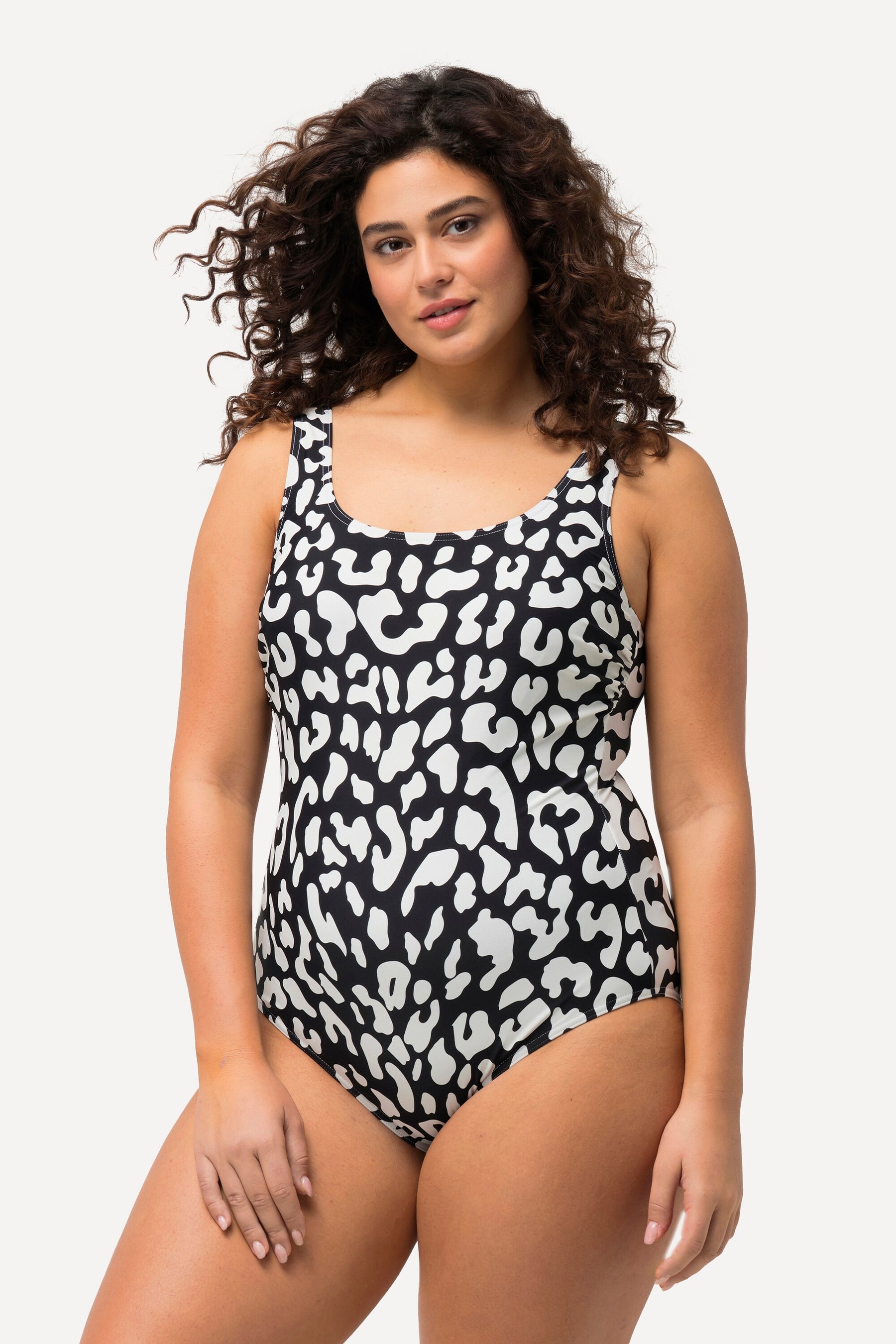 Ulla Popken Leopard Swimsuit in Black