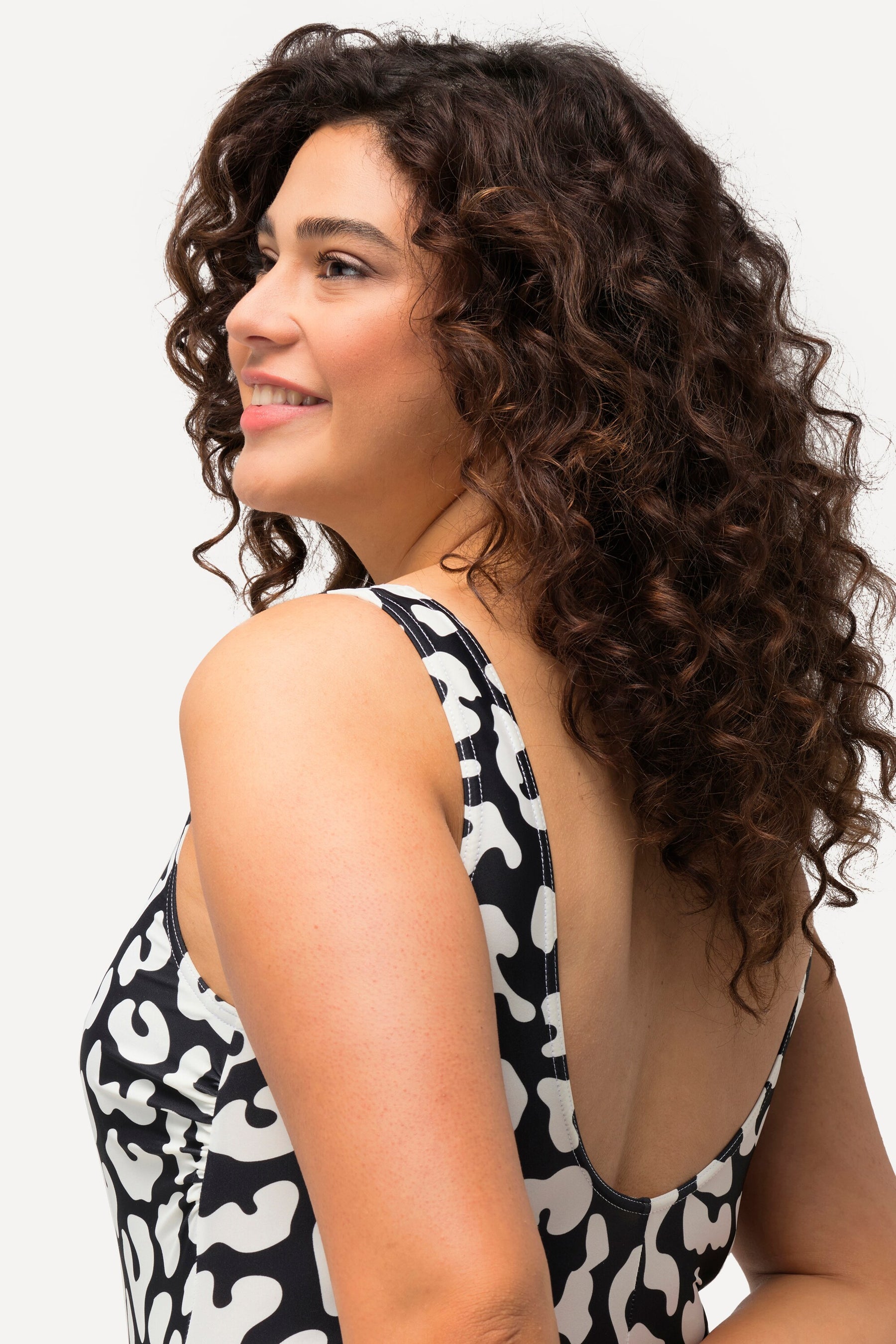 Ulla Popken Leopard Swimsuit in Black