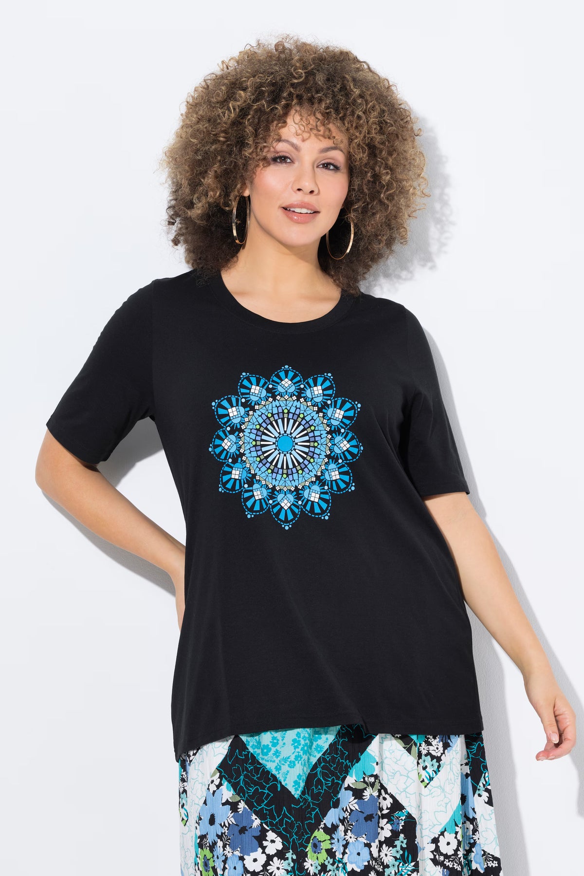 Ulla Popken Mandala T-Shirt in Black