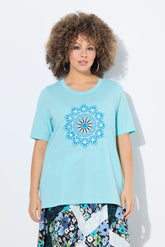 Ulla Popken Mandala T-Shirt in Turquoise