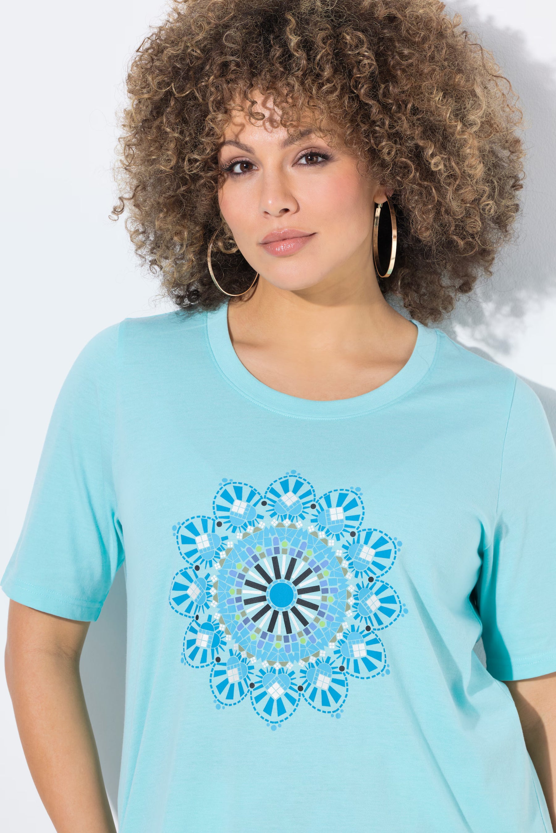 Ulla Popken Mandala T-Shirt in Turquoise