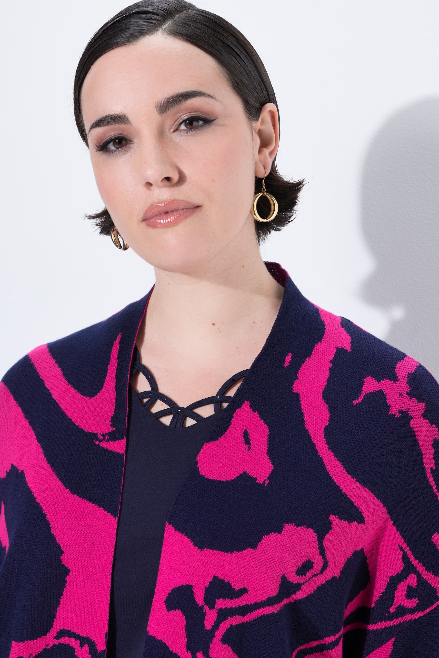 Ulla Popken Marble Cardigan in Navy