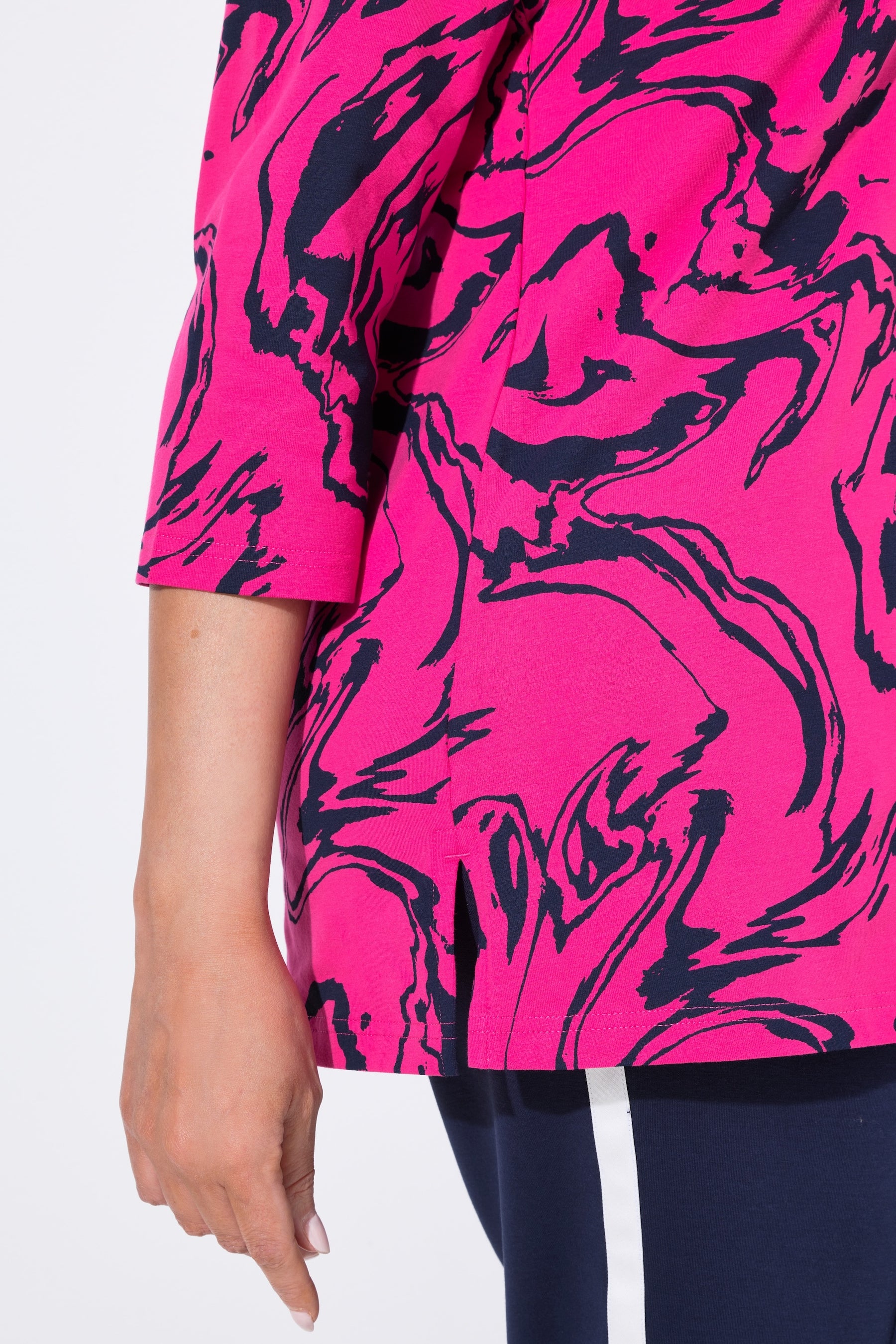 Ulla Popken Marble Print T-Shirt in Pink
