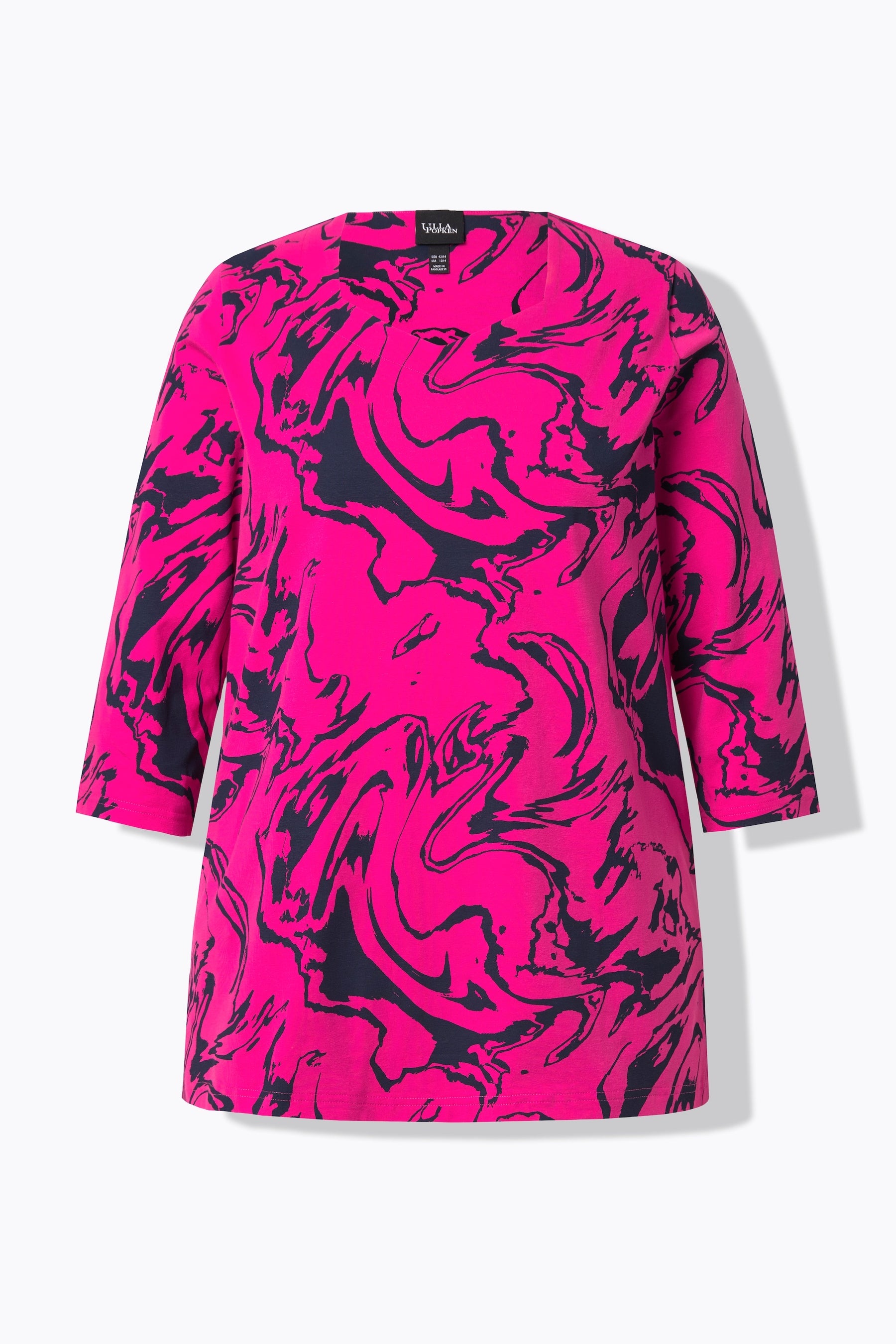 Ulla Popken Marble Print T-Shirt in Pink