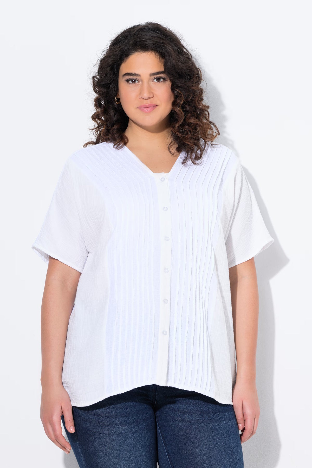 Ulla Popken Muslin Blouse in White