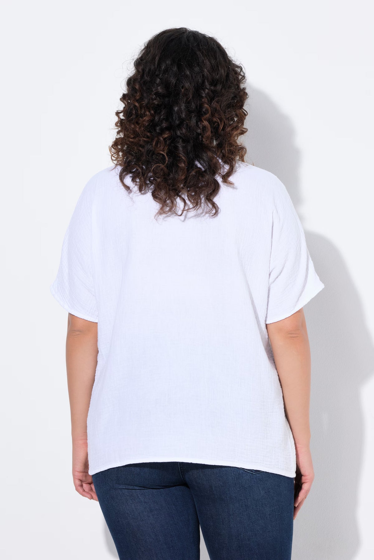 Ulla Popken Muslin Blouse in White