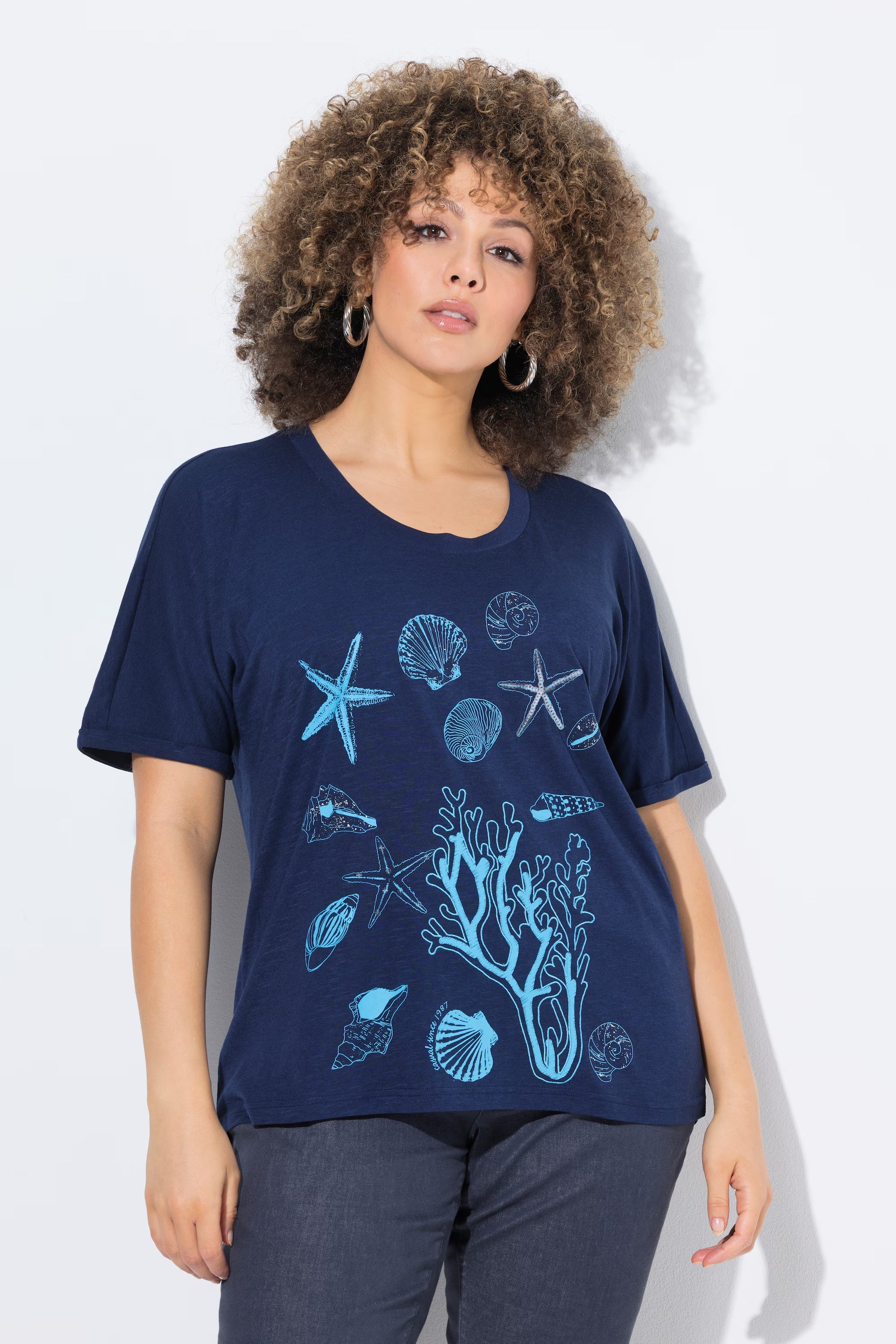 Ulla Popken Navy Seashell T-Shirt