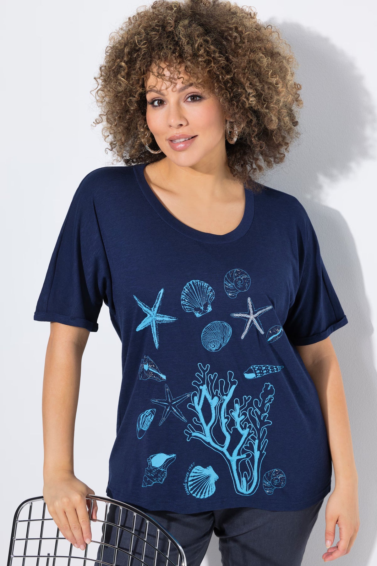 Ulla Popken Navy Seashell T-Shirt