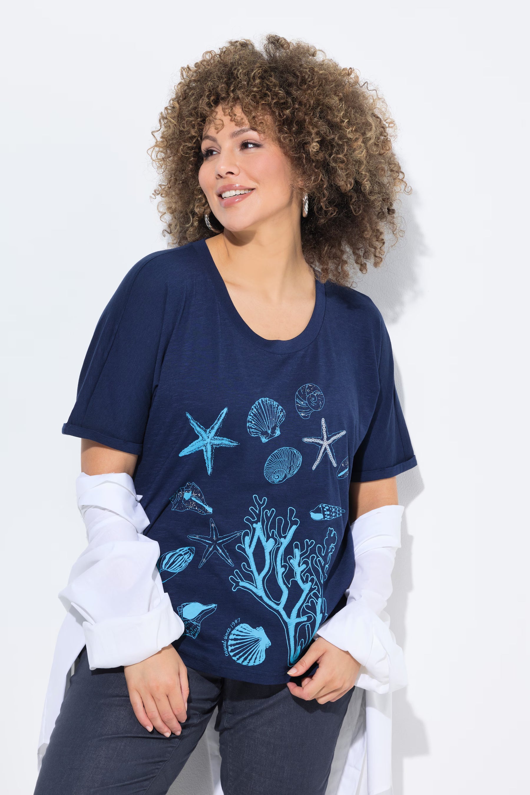 Ulla Popken Navy Seashell T-Shirt