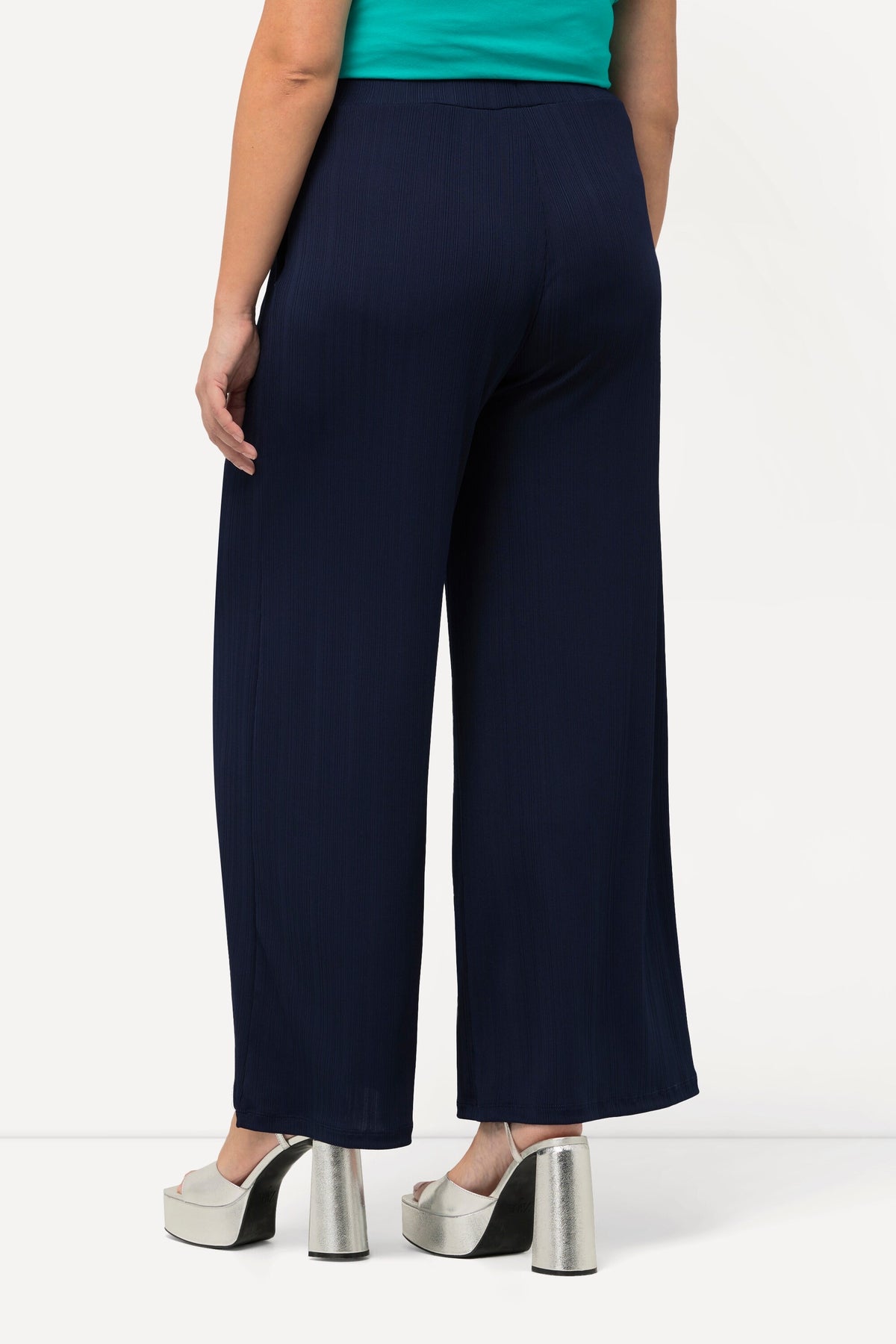 Ulla Popken Navy Wide Leg Trousers