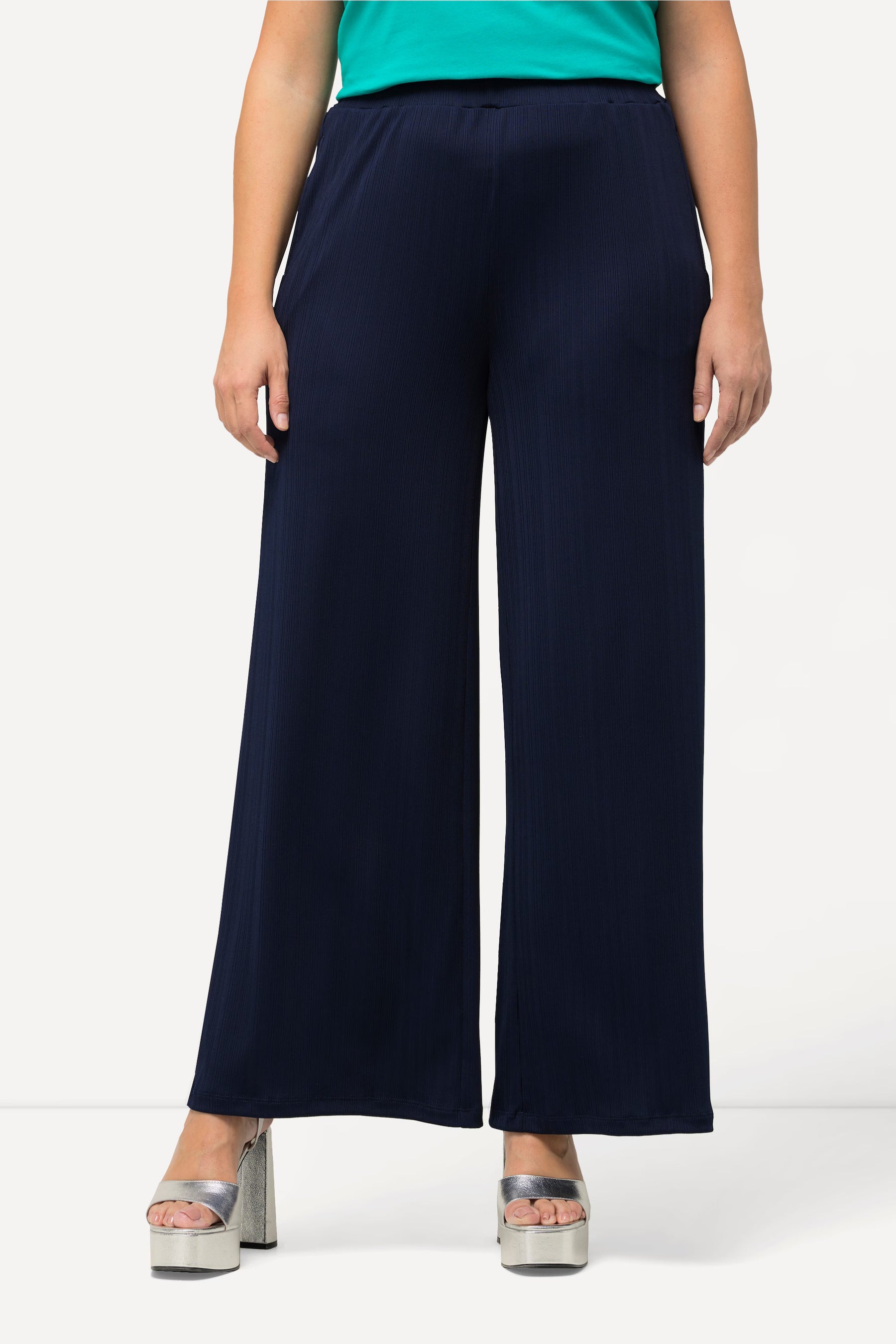 Ulla Popken Navy Wide Leg Trousers