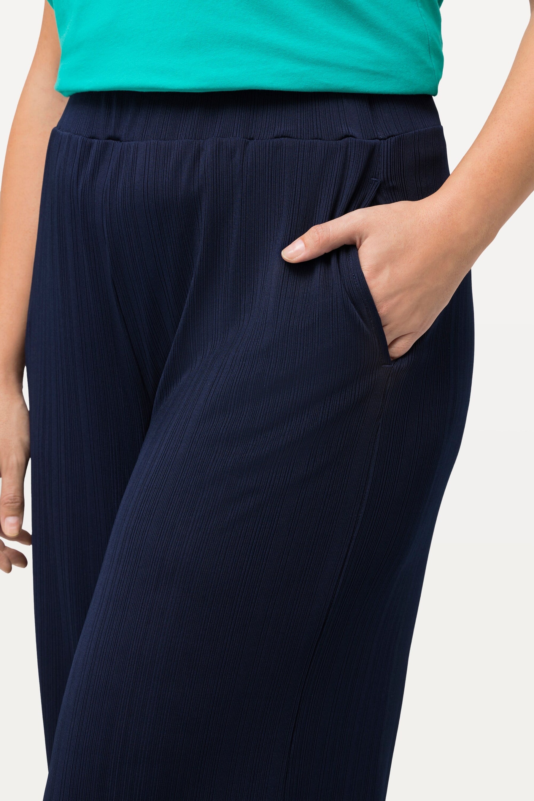 Ulla Popken Navy Wide Leg Trousers