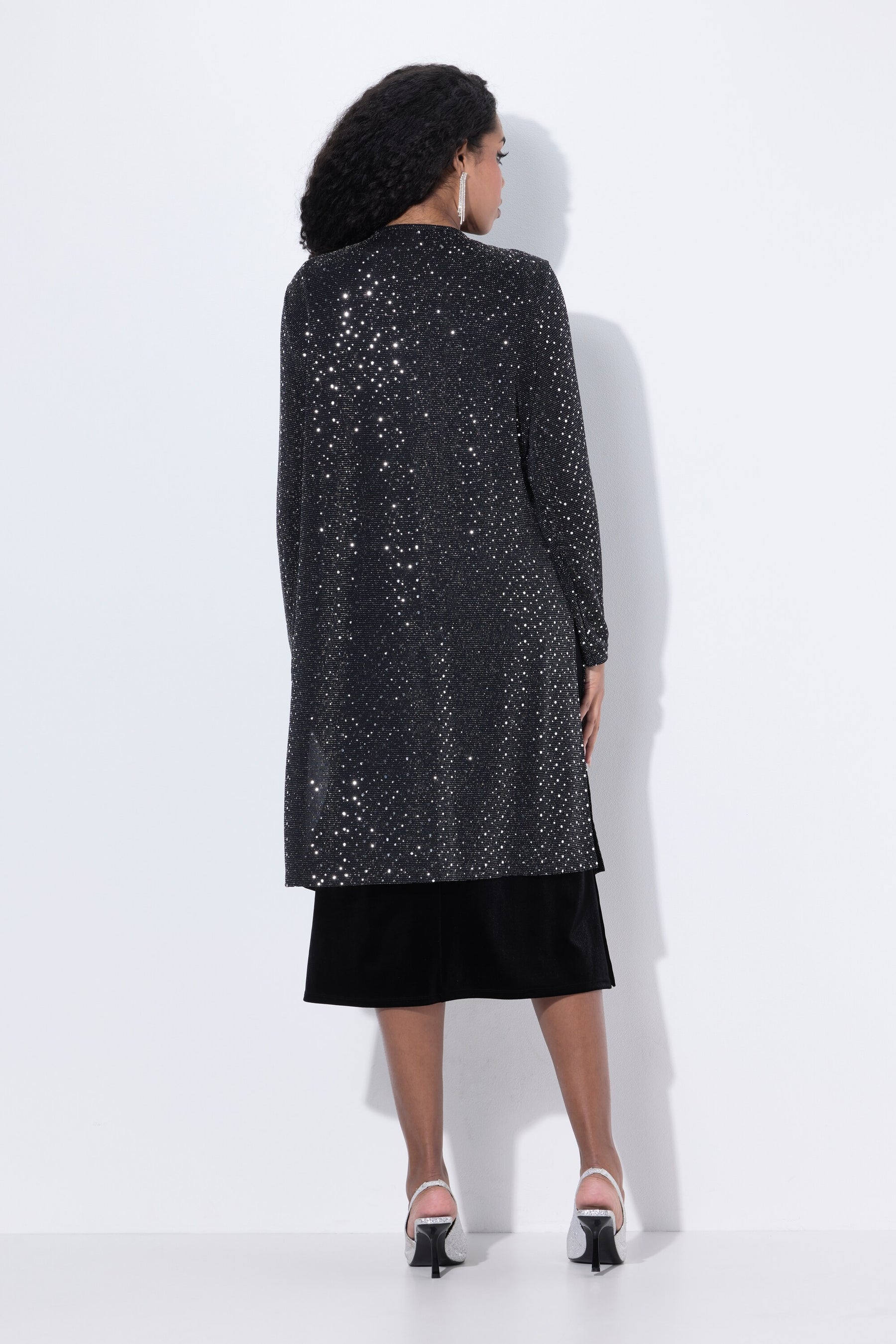 Ulla Popken Open Silver Sequin Jacket