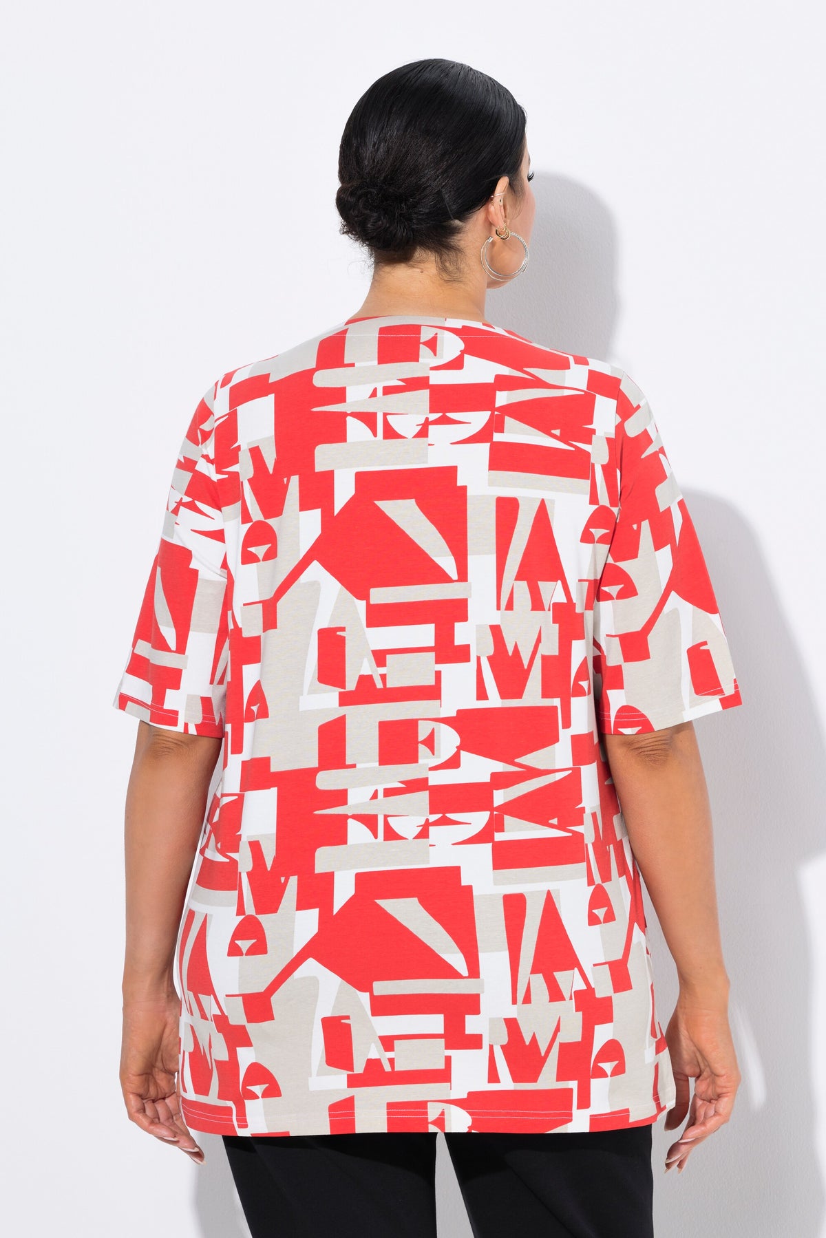 Ulla Popken Orange Geometric T-Shirt