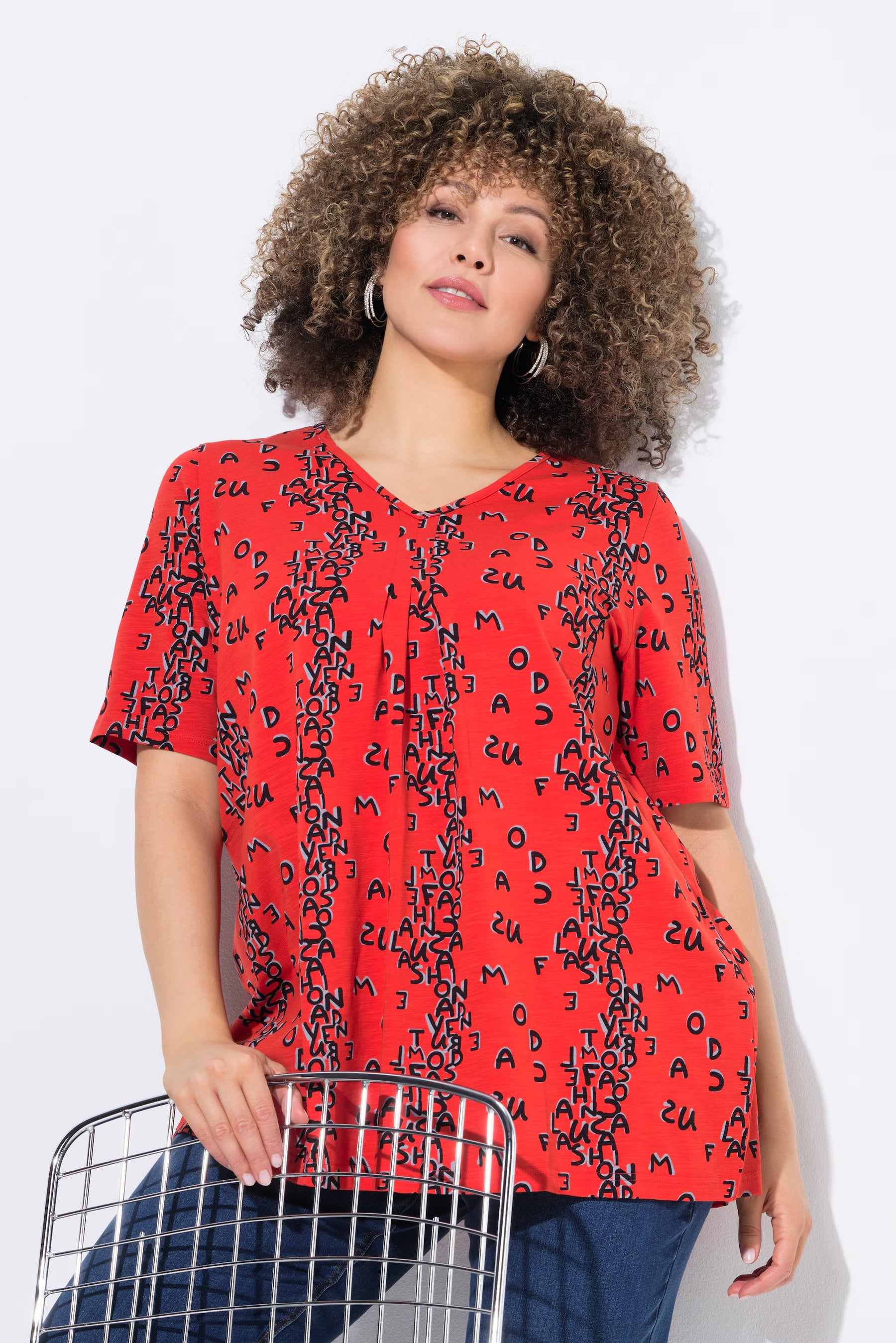 Ulla Popken Orange Lettering T-Shirt