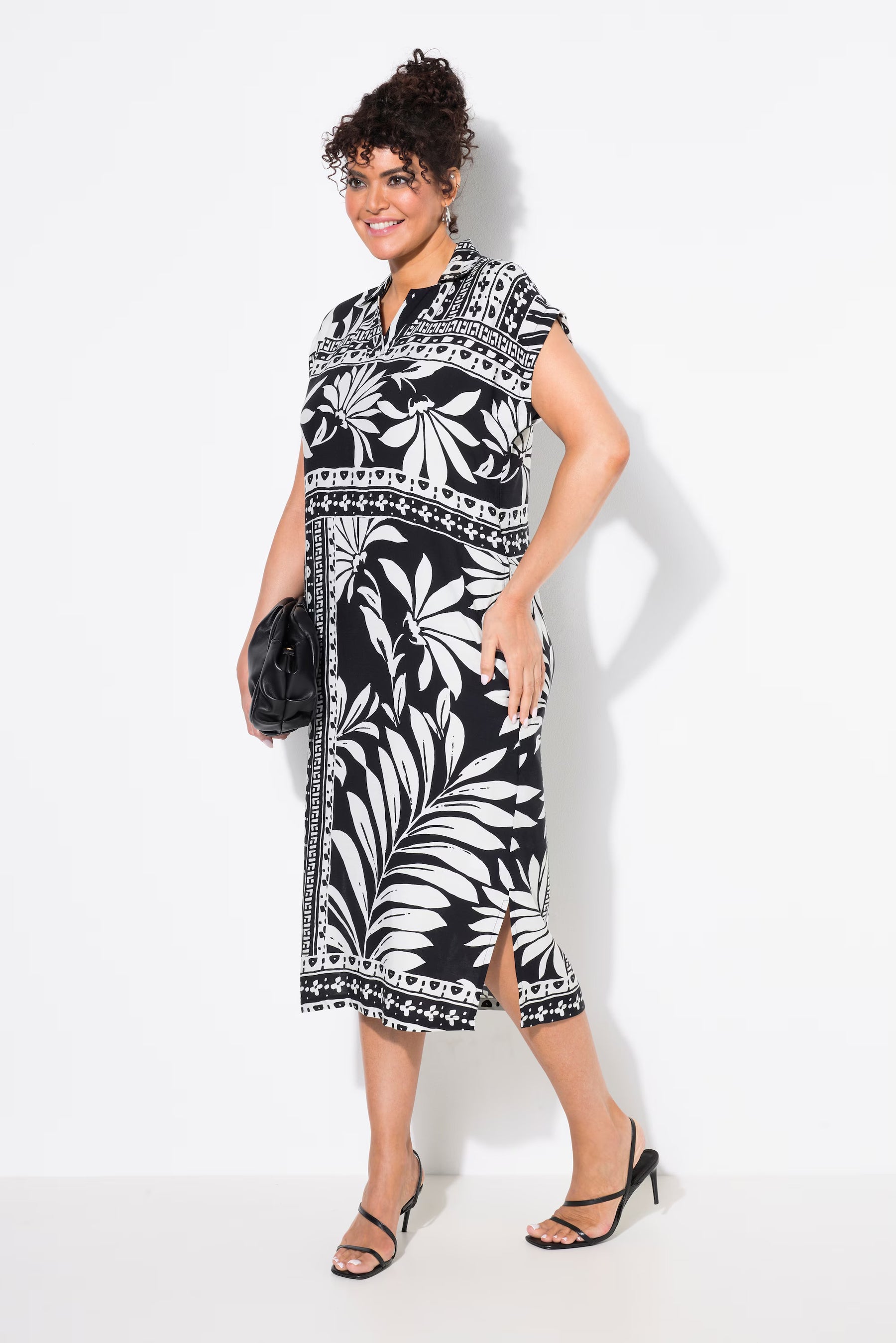 Ulla Popken Oversized Midi Dress in Black