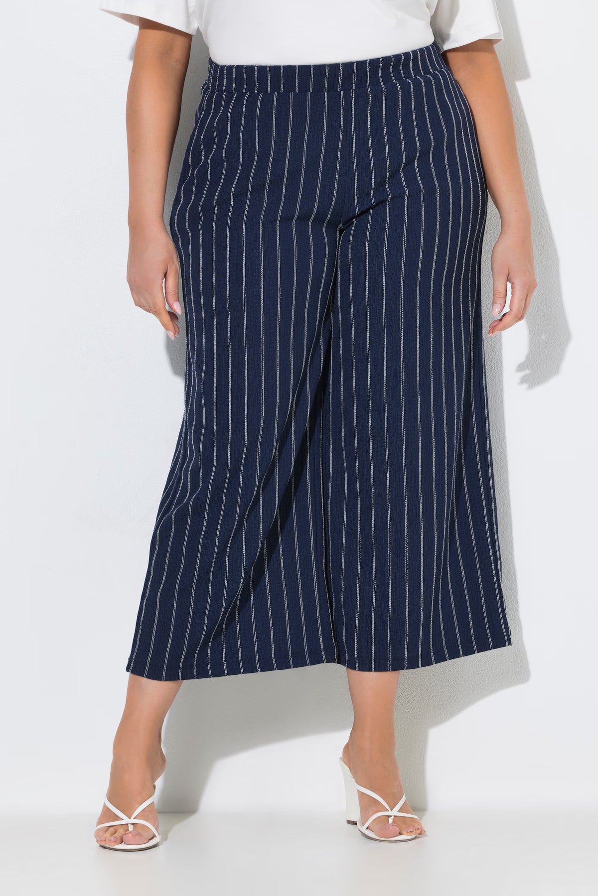 Ulla Popken Pinstripe Trousers in Navy