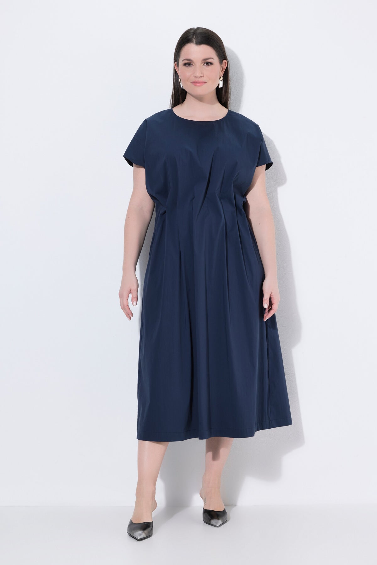 Ulla Popken Pleated Dress in Navy