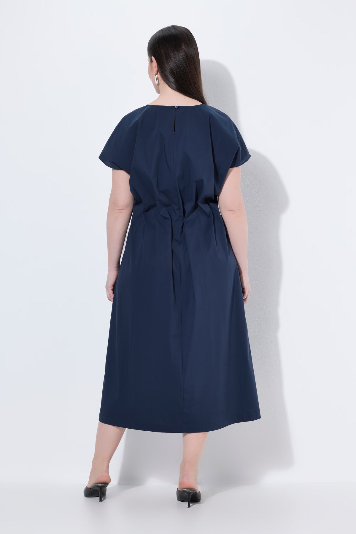 Ulla Popken Pleated Dress in Navy