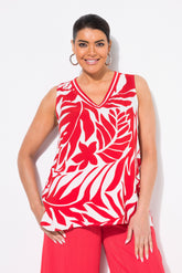 Ulla Popken Red Leaf Blouse