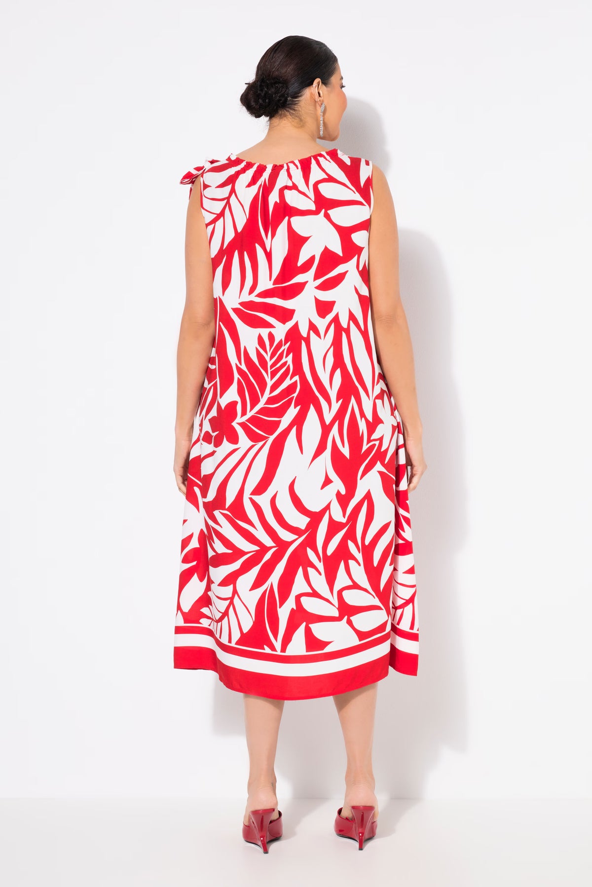 Ulla Popken Red Leaf Midi Dress