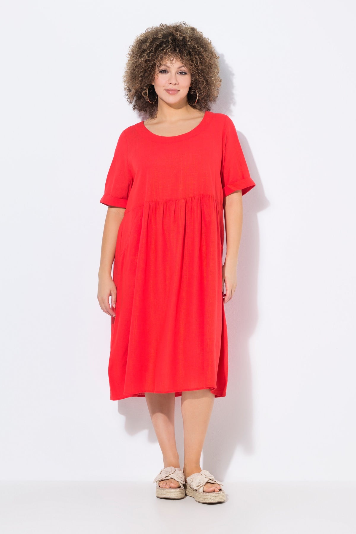 Ulla Popken Red Linen Dress