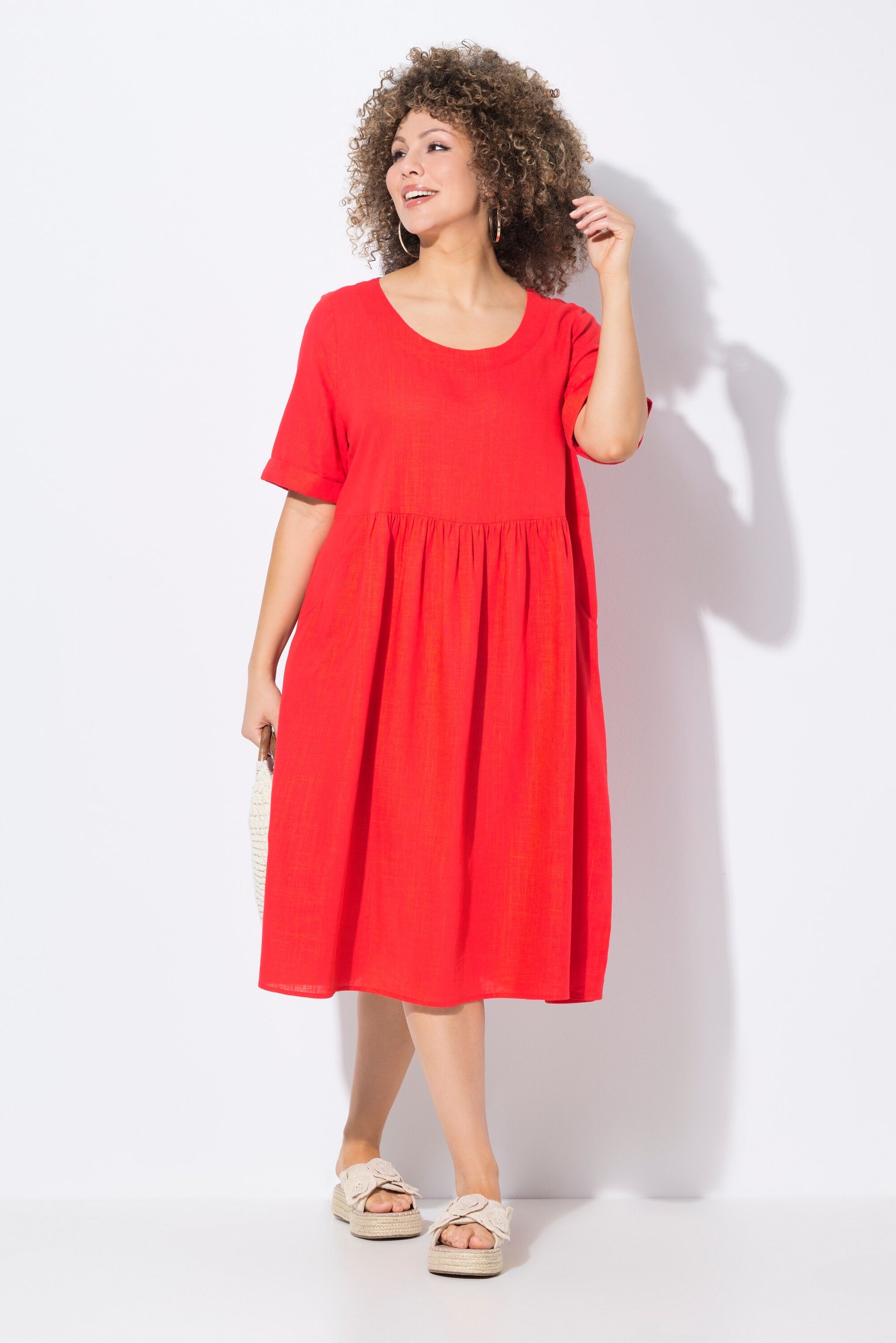Ulla Popken Red Linen Dress