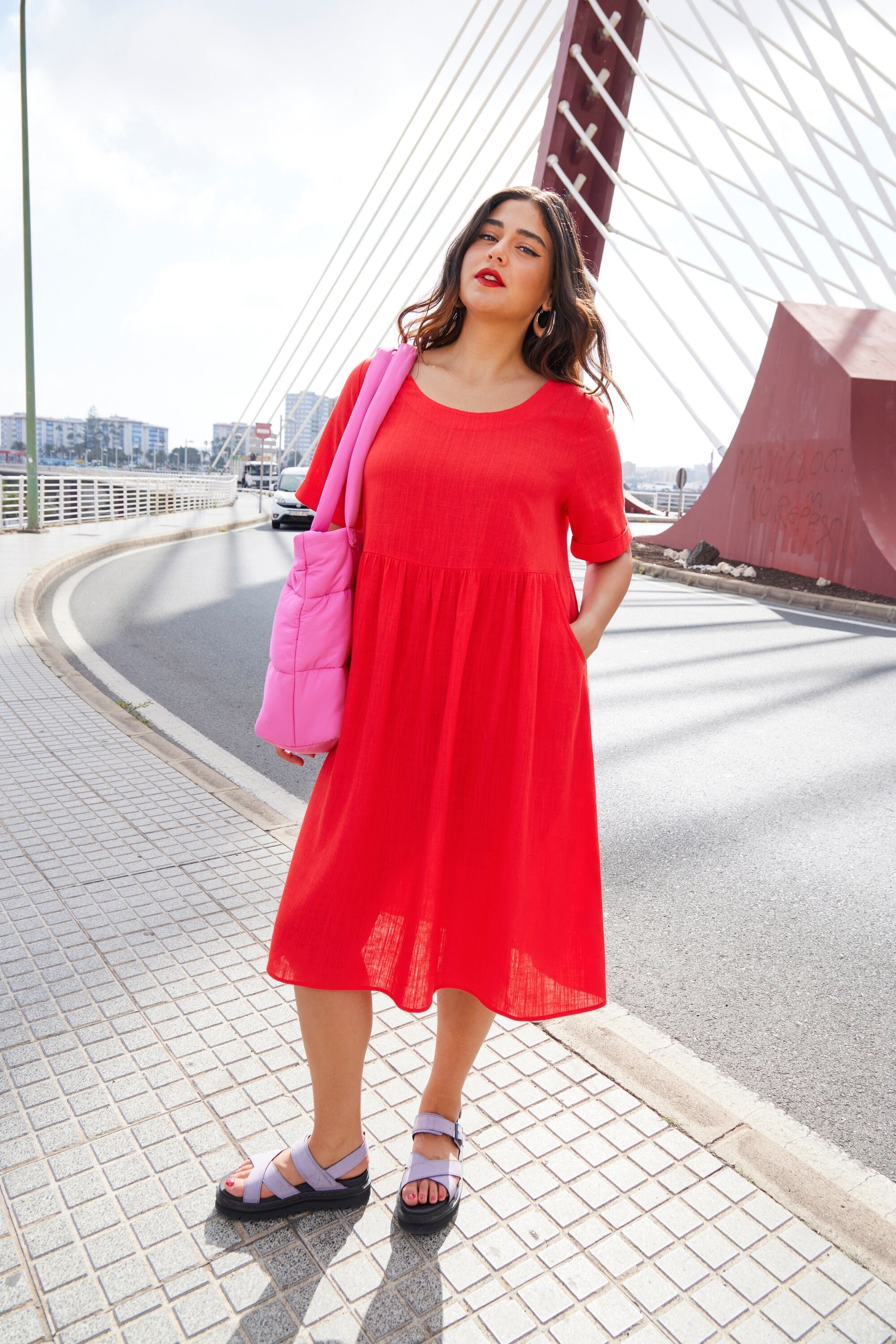 Ulla Popken Red Linen Dress