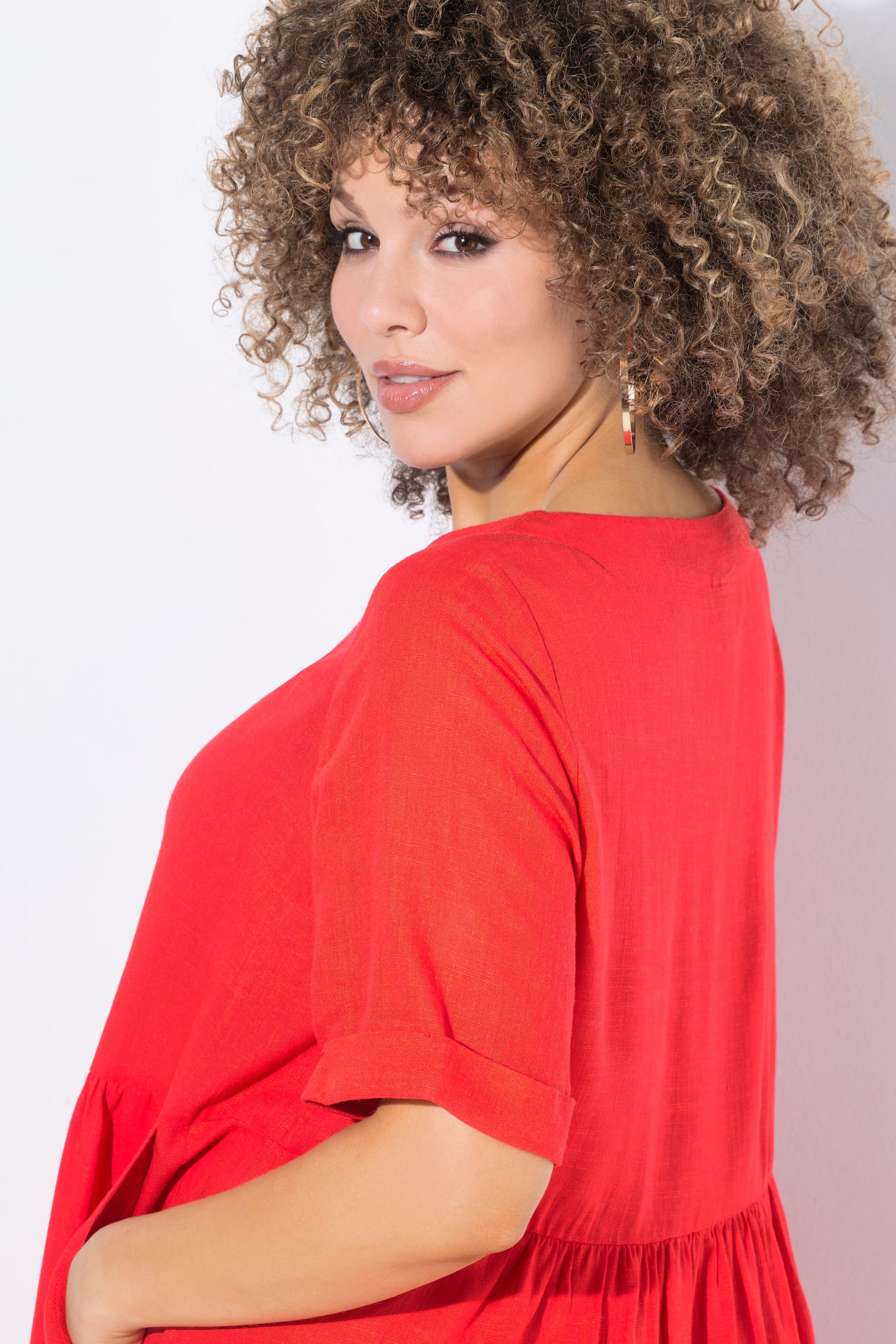 Ulla Popken Red Linen Dress