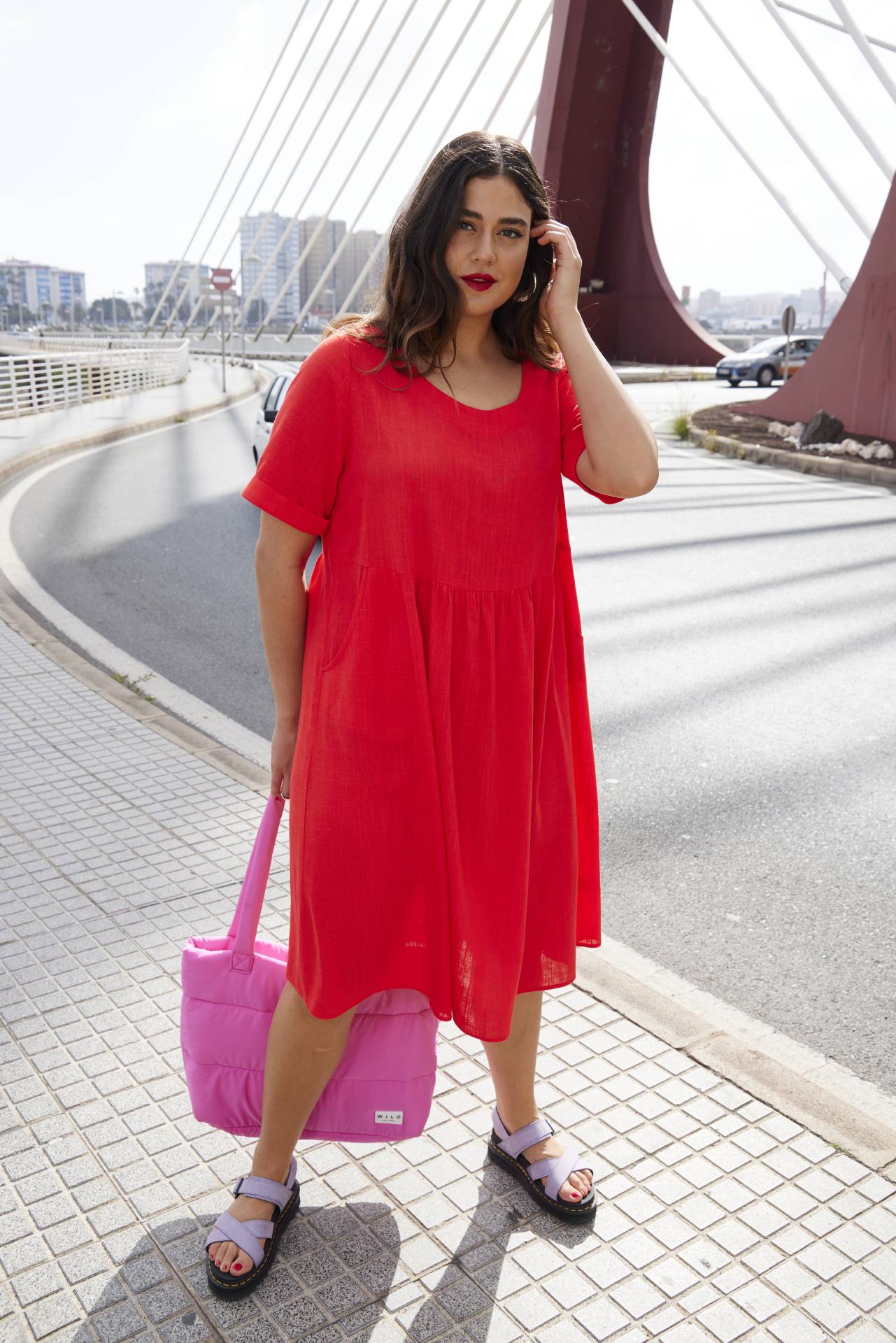 Ulla Popken Red Linen Dress