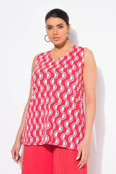 Ulla Popken Red Print Sleeveless Top