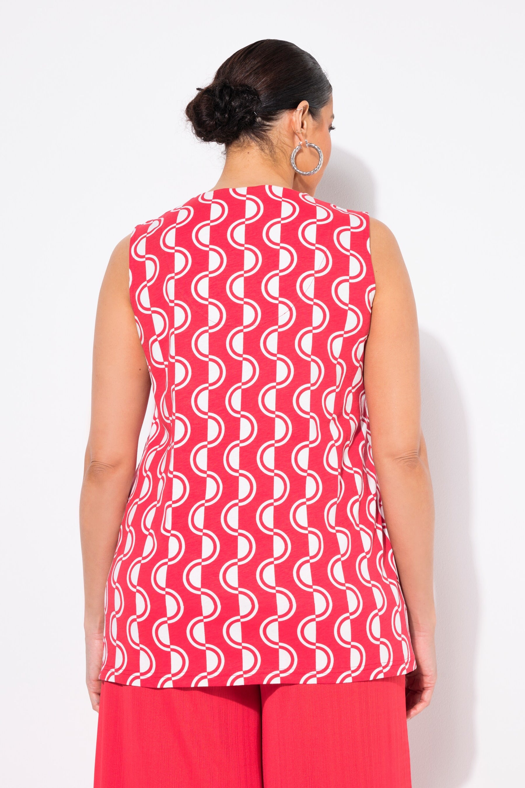 Ulla Popken Red Print Sleeveless Top