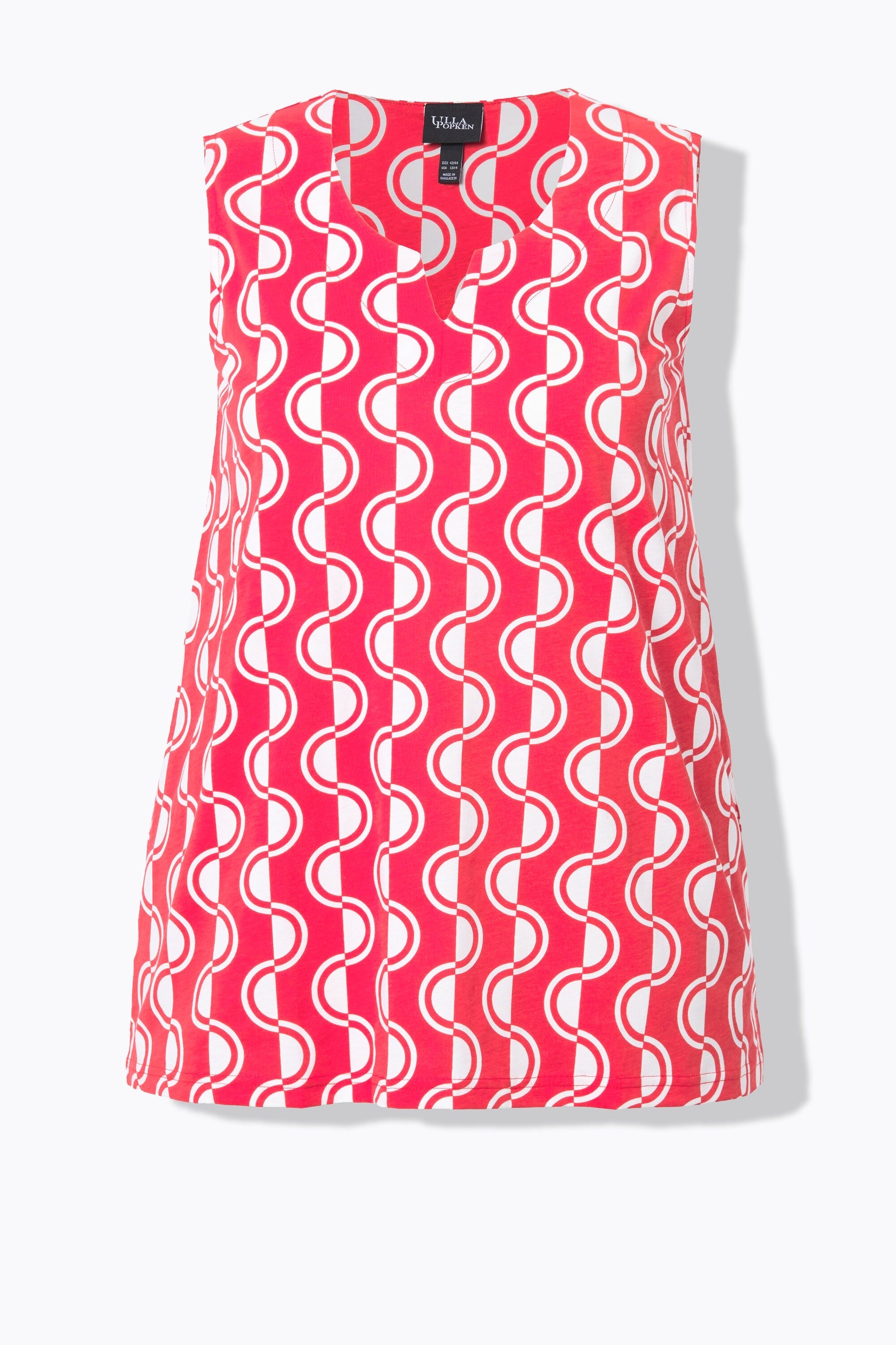 Ulla Popken Red Print Sleeveless Top