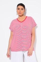Ulla Popken Red Striped T-Shirt