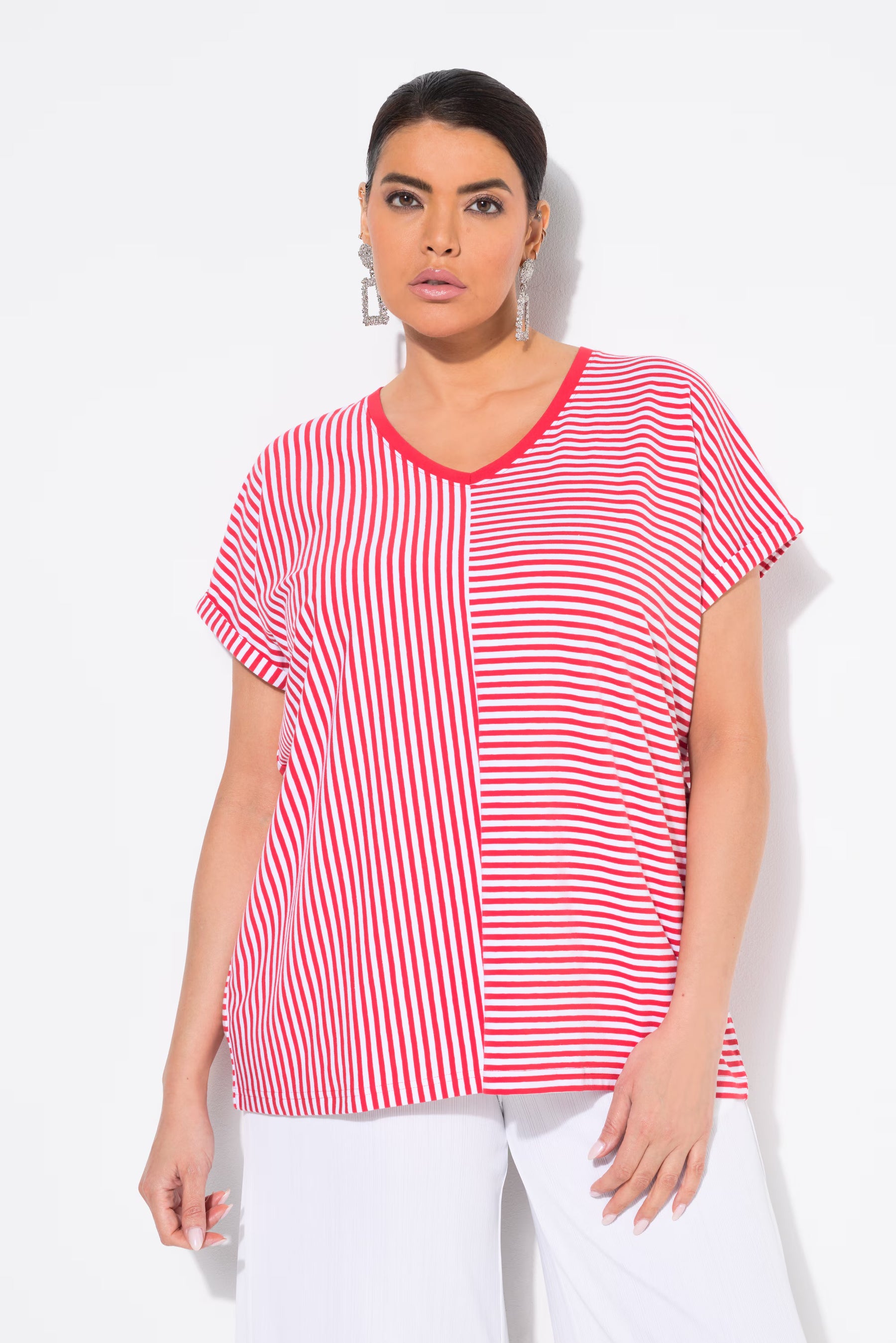 Ulla Popken Red Striped T-Shirt