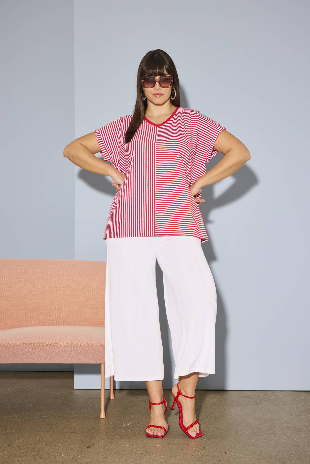 Ulla Popken Red Striped T-Shirt