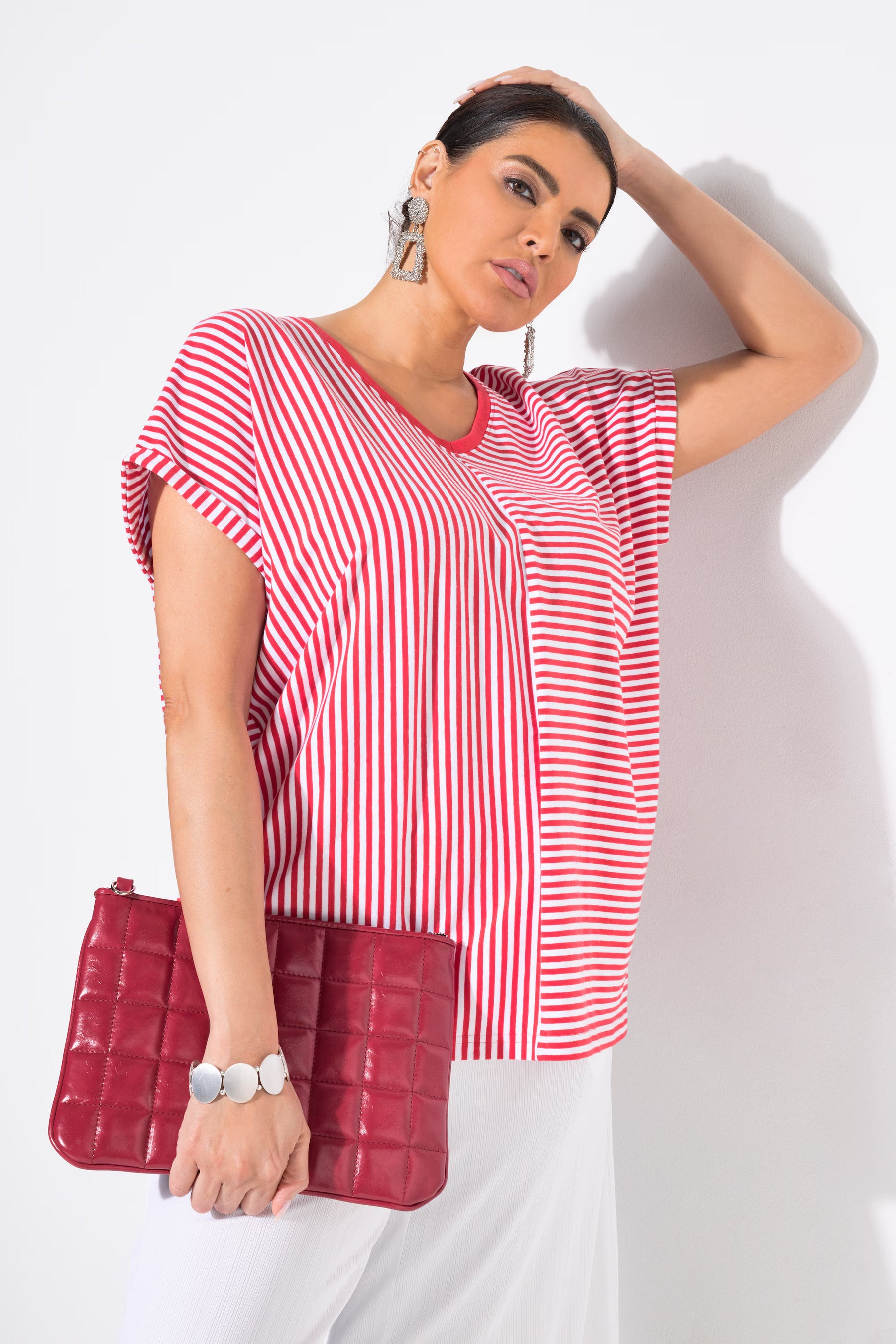 Ulla Popken Red Striped T-Shirt