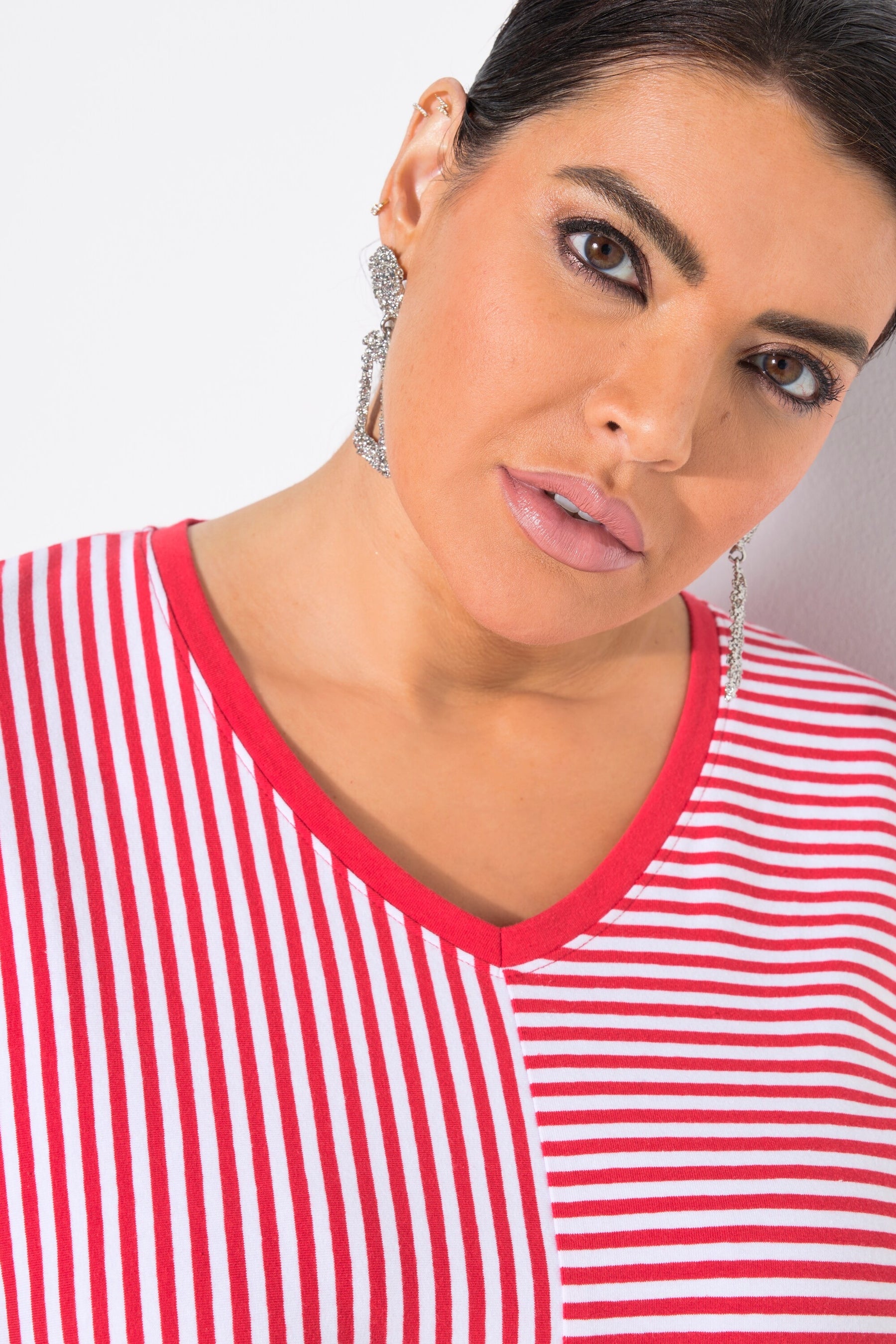 Ulla Popken Red Striped T-Shirt