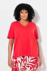 Ulla Popken Red V-Neck T-Shirt