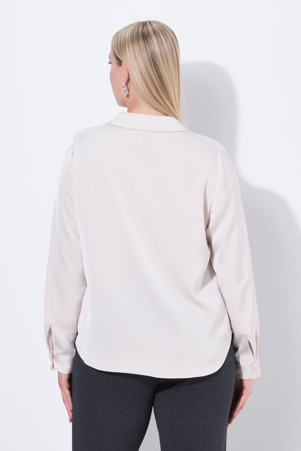 Ulla Popken Satin Front Pleat Blouse