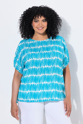 Ulla Popken Scribble Oversized Blouse in Blue