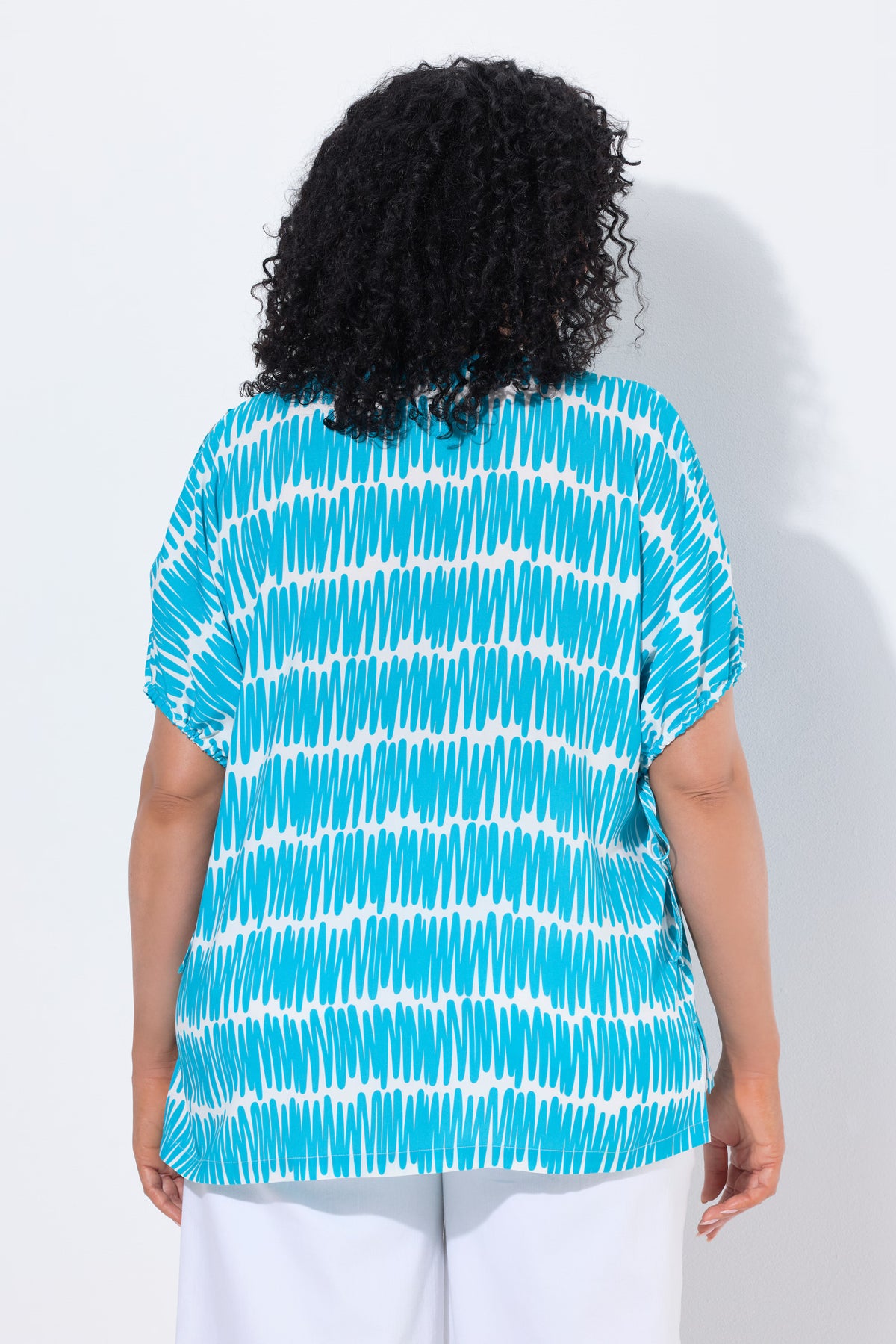 Ulla Popken Scribble Oversized Blouse in Blue
