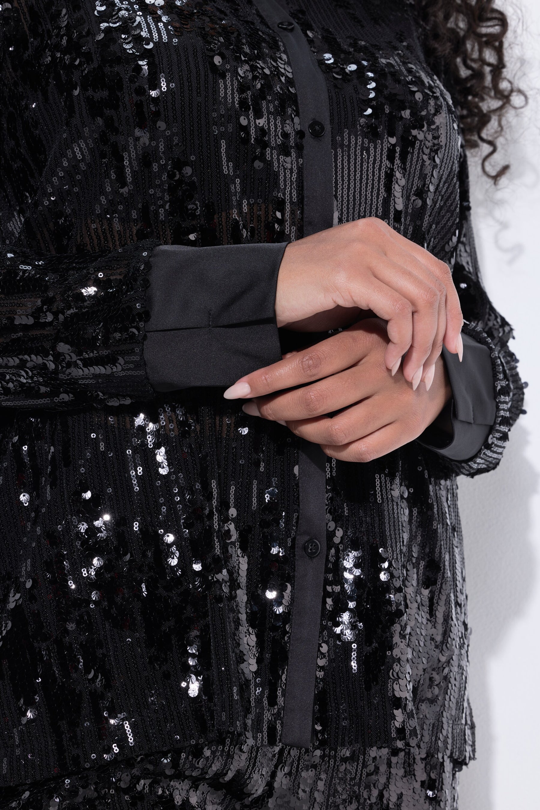 Ulla Popken Sequin Shirt in Black