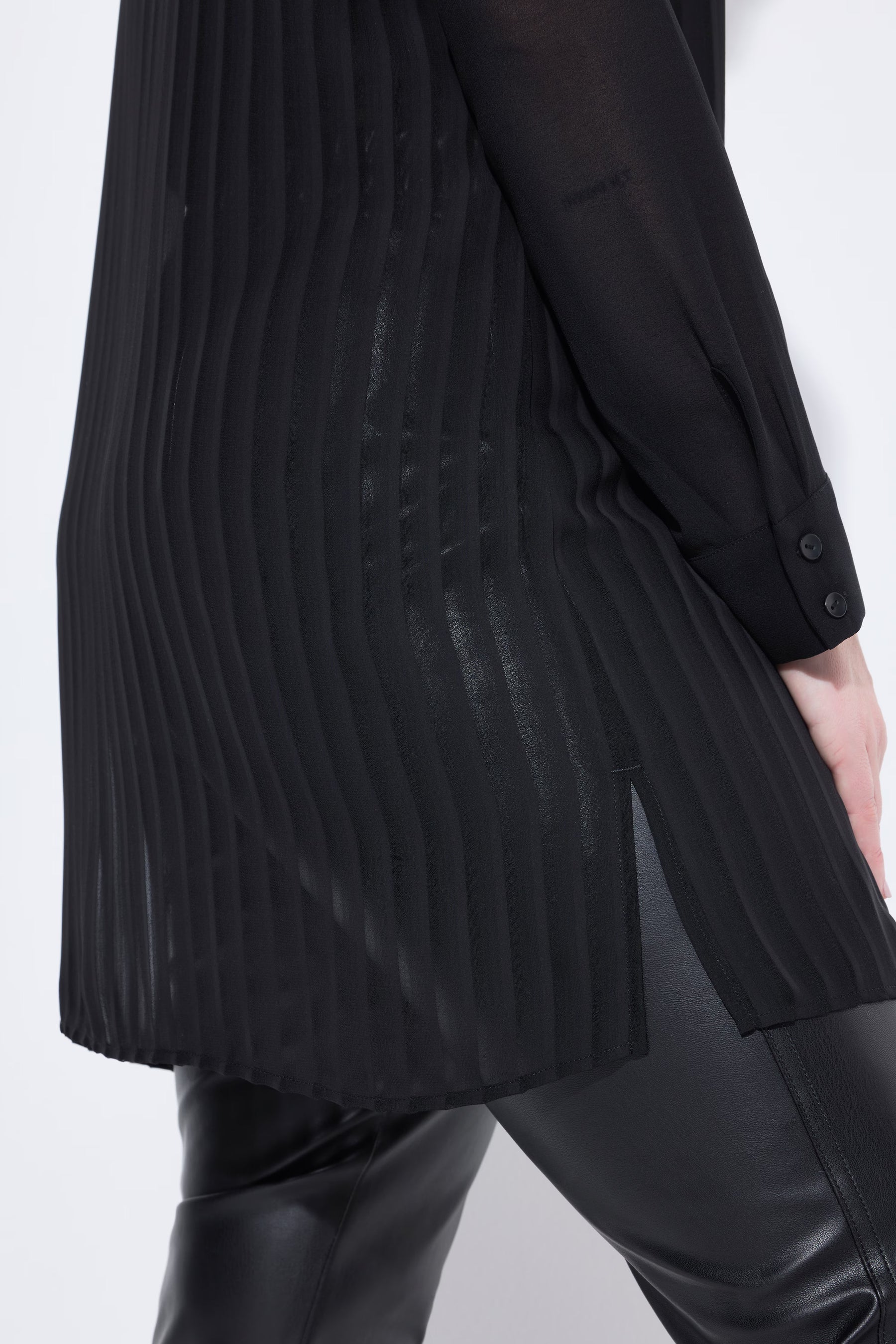 Ulla Popken Sheer Shirt in Black