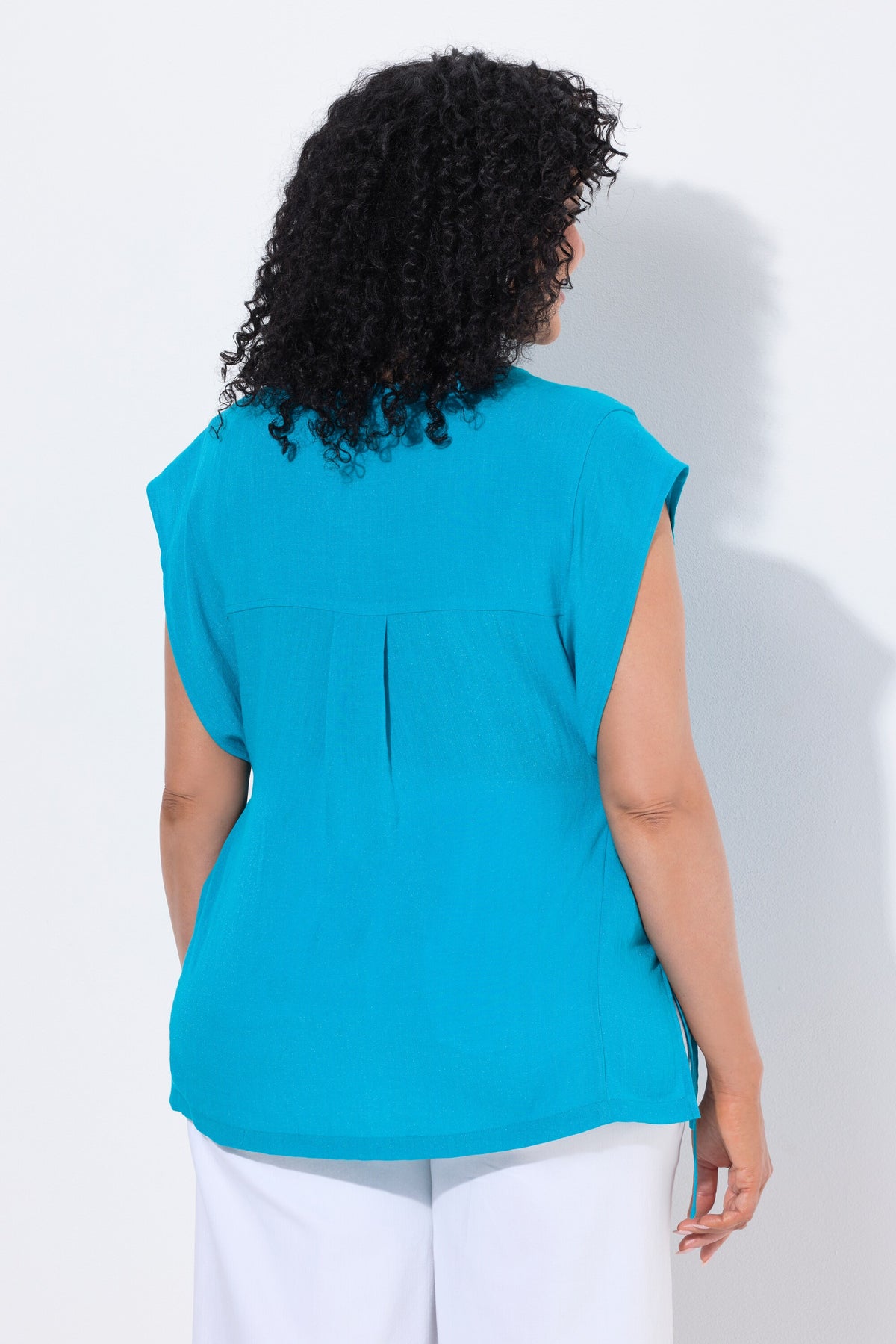 Ulla Popken Side Tie Blouse in Turquoise