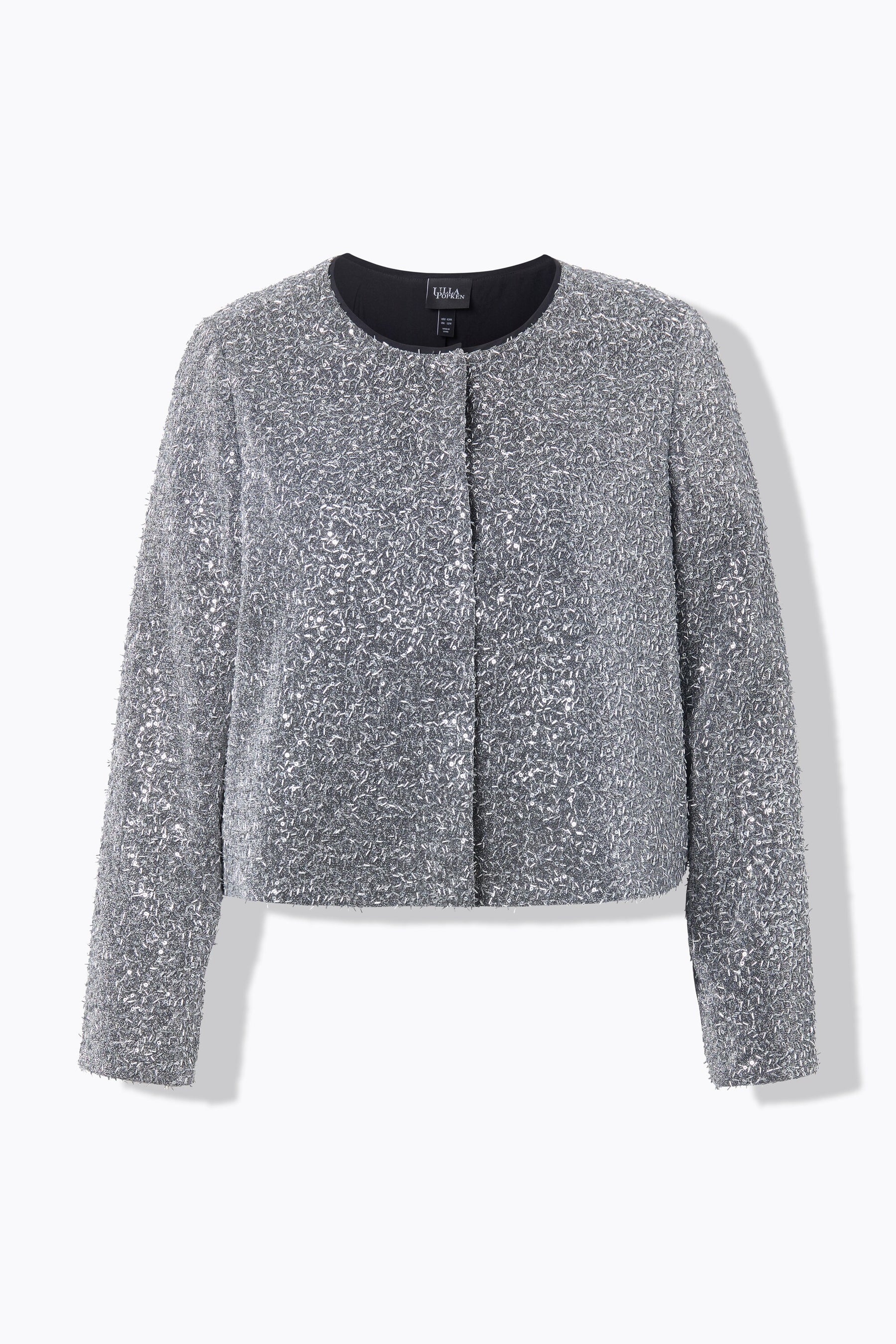 Ulla Popken Silver Sequin Bouclé Jacket