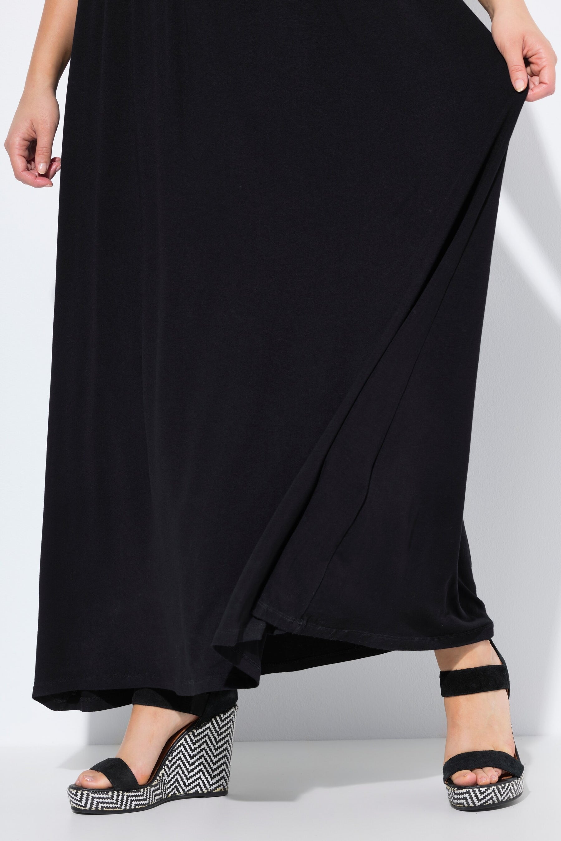 Ulla Popken Smocked Maxi Dress in Black
