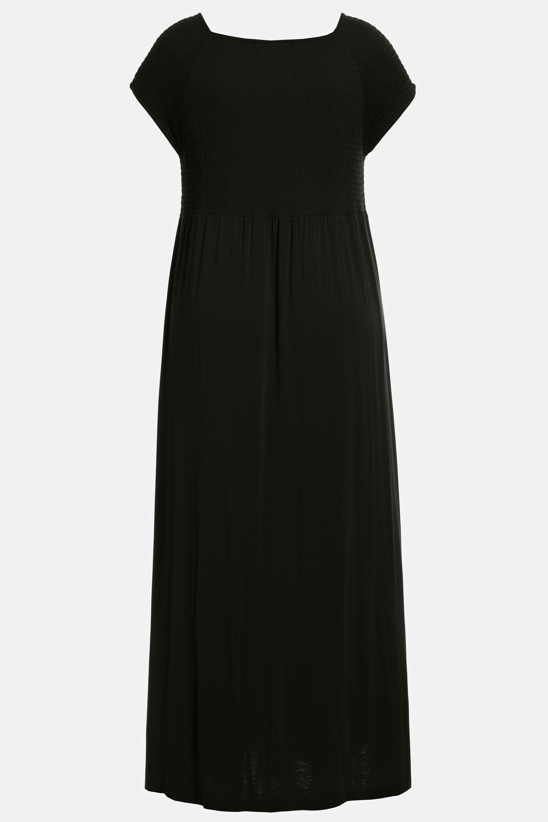 Ulla Popken Smocked Maxi Dress in Black