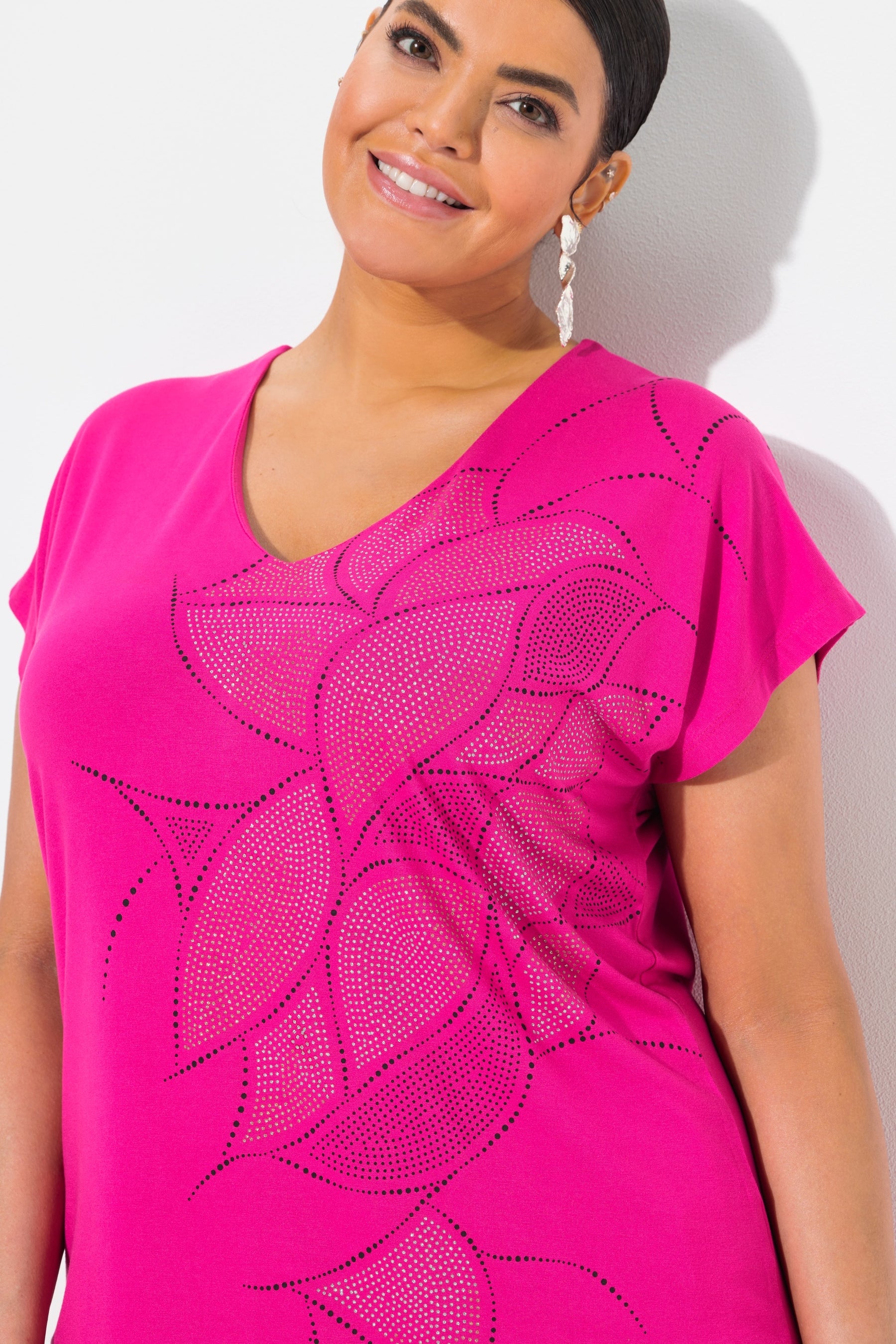 Ulla Popken Sparkling T-Shirt in Fuchsia