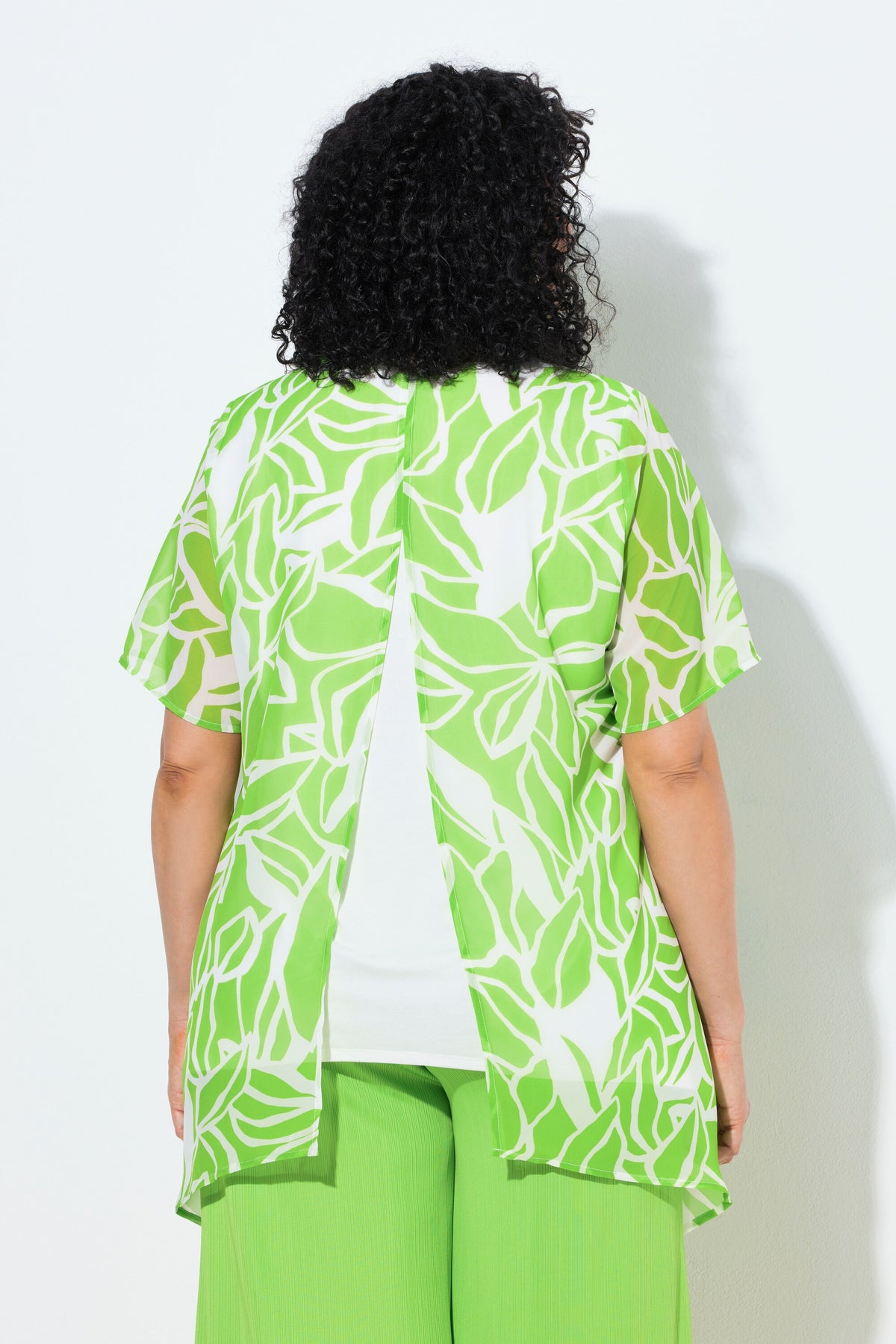 Ulla Popken Split Back Top in Green